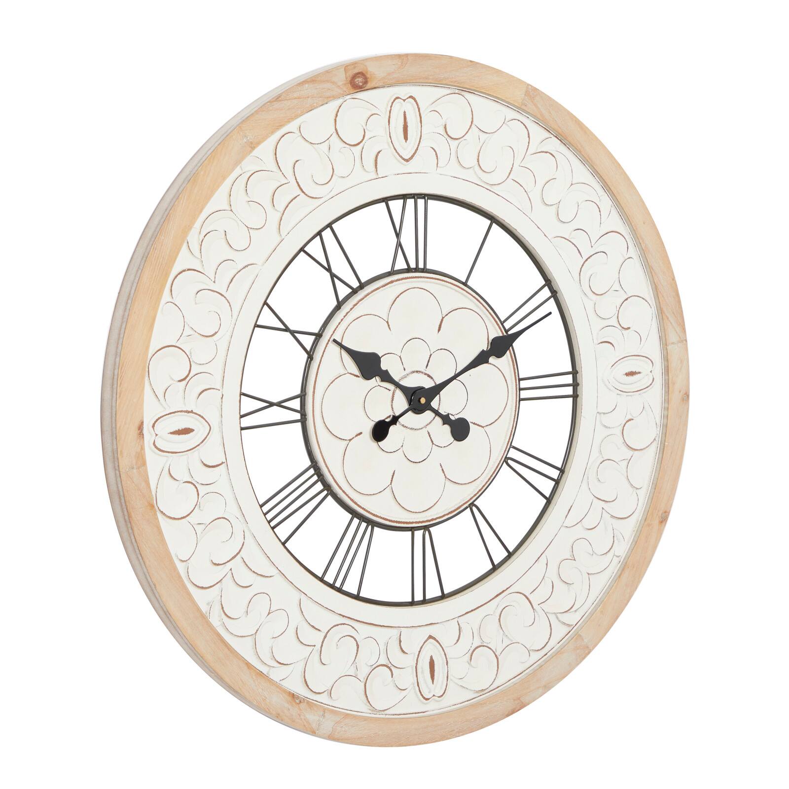 White Wood Farmhouse Wall Clock, 32" x 32" x 2"