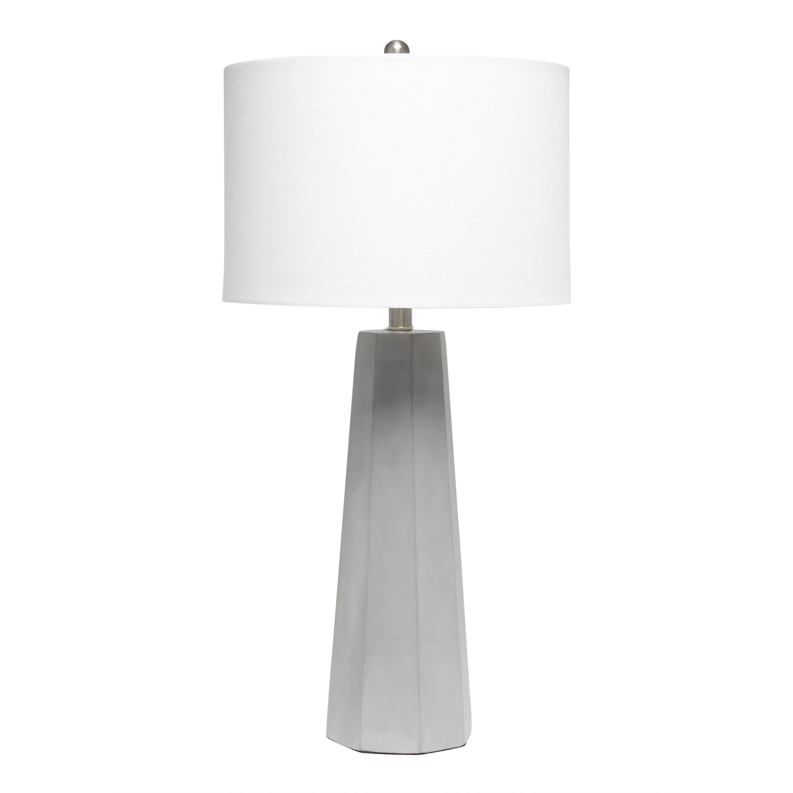 Lalia Home 30.5" Concrete Pillar Table Lamp with White Fabric Shade