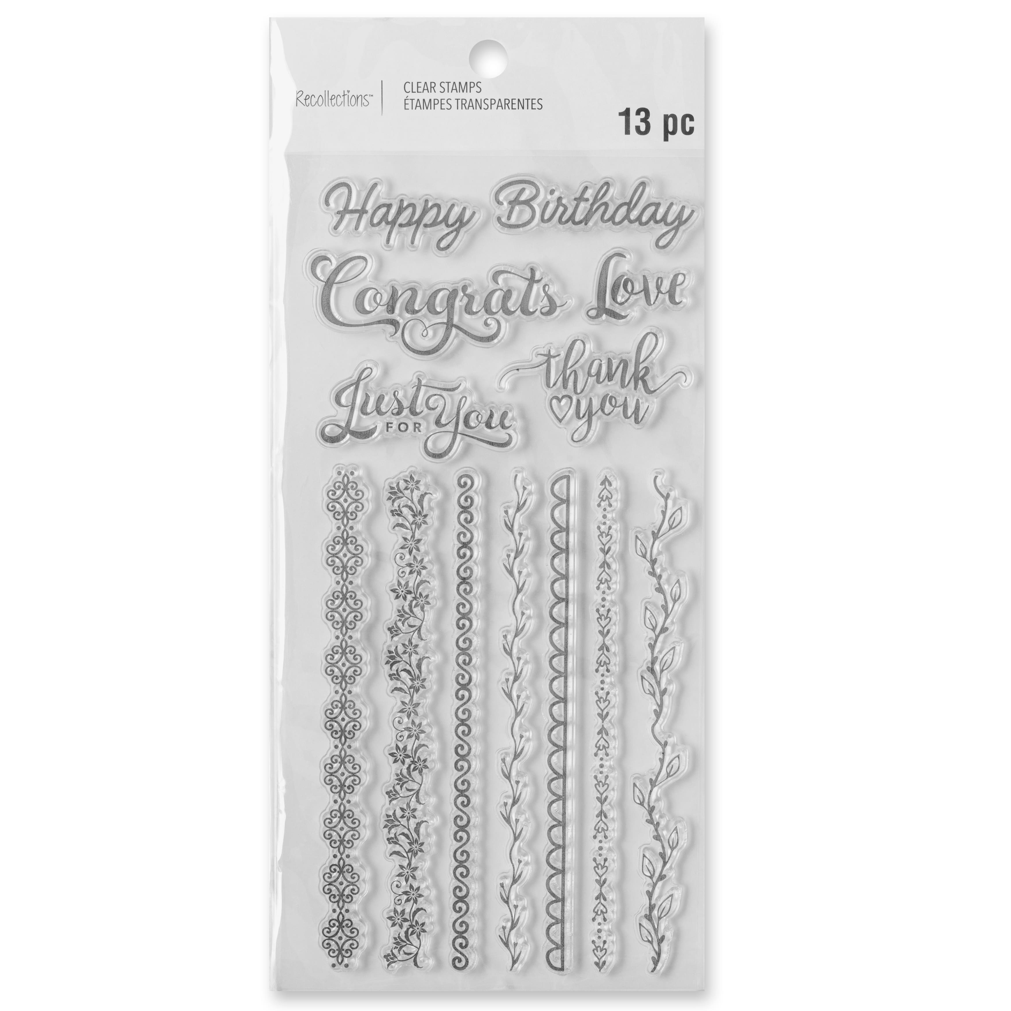 6 Pack: Sentiments &#x26; Borders Clear Stamps by Recollections&#x2122;