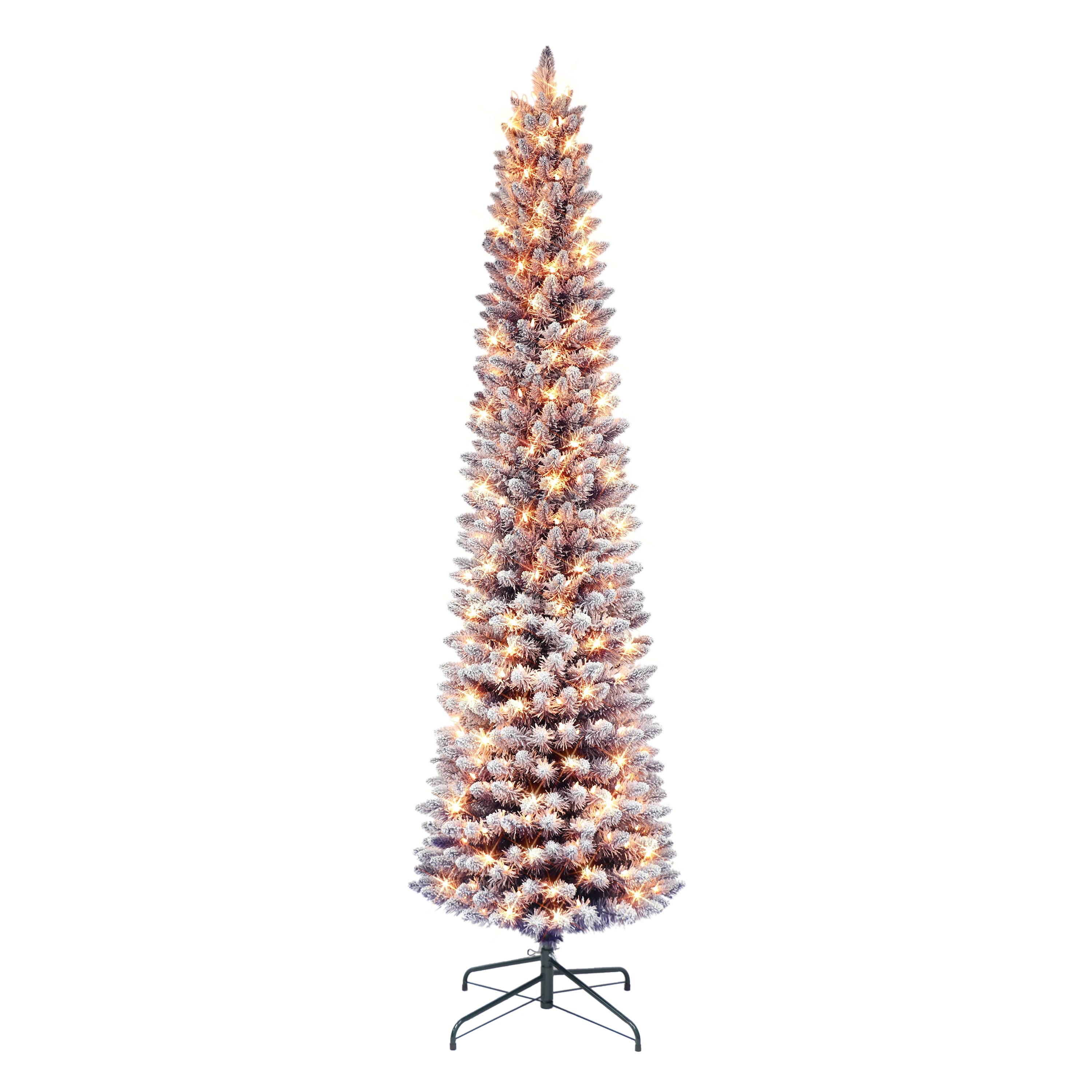 6.5ft. Pre-Lit Flocked Fashion Purple Artificial Christmas Tree, Clear Incandescent Lights