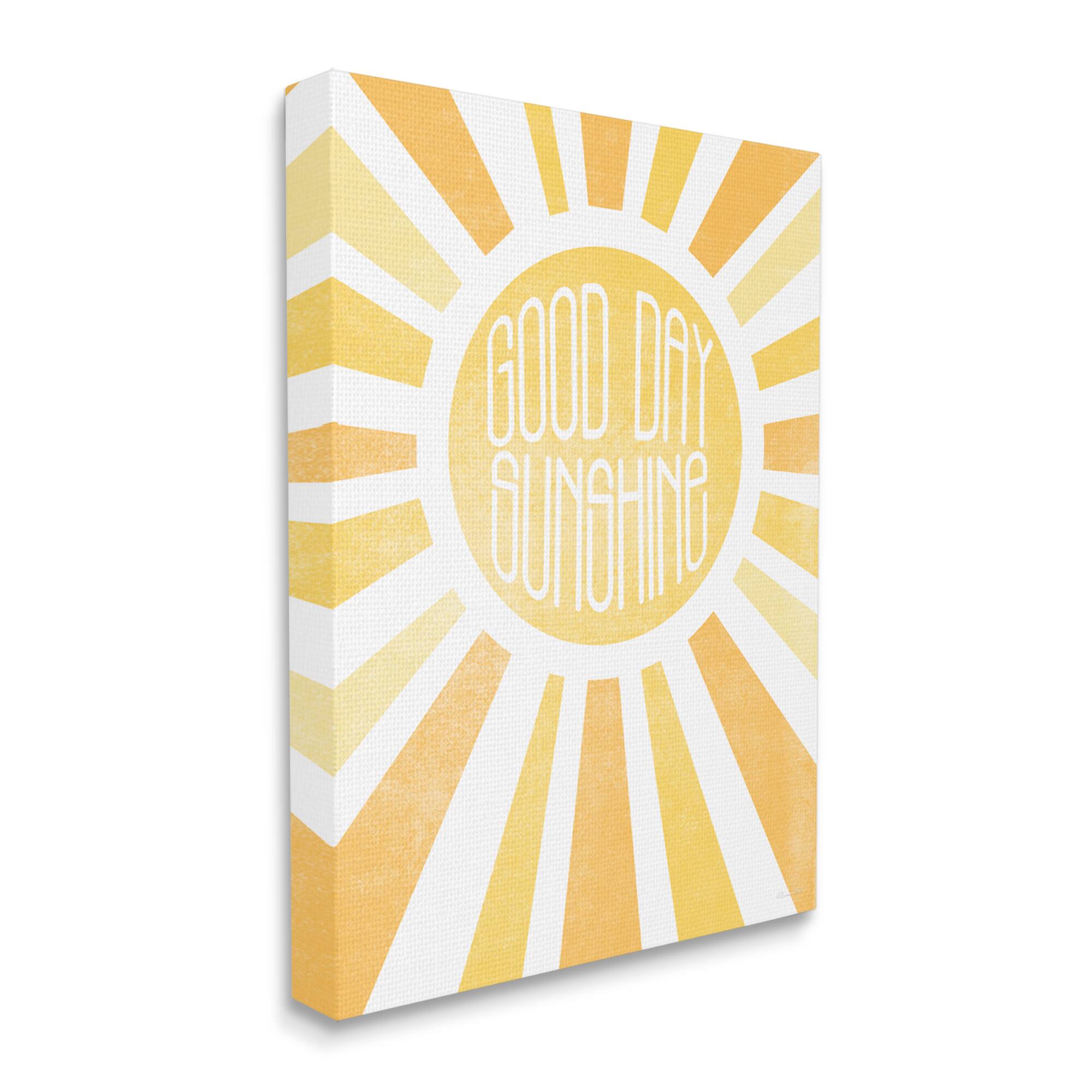 Stupell Industries Good Day Sunshine Greeting Bright Yellow Rays  Canvas Wall Art