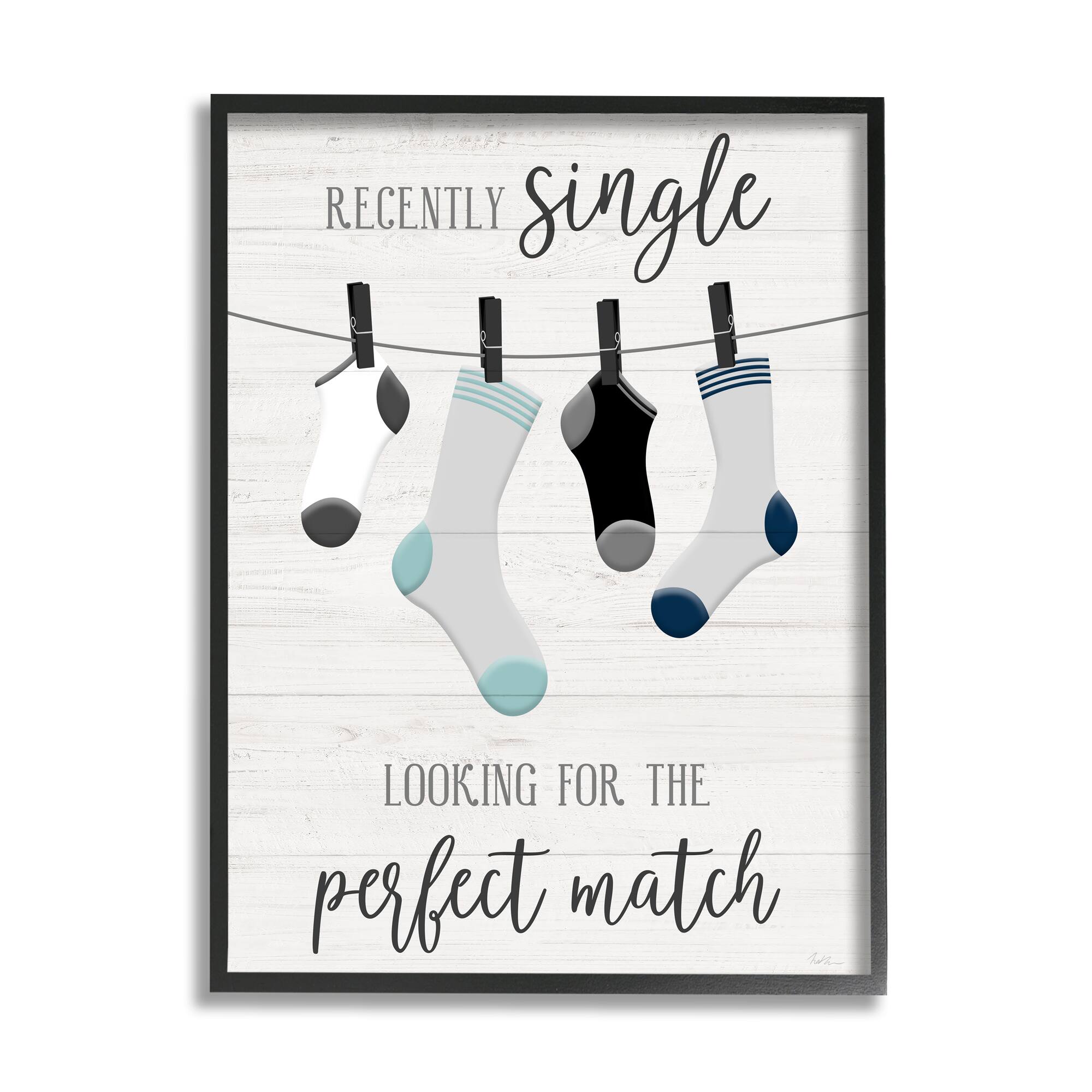 Stupell Industries Recently Single For Perfect Match Laundry Sock Sign Framed Wall Art