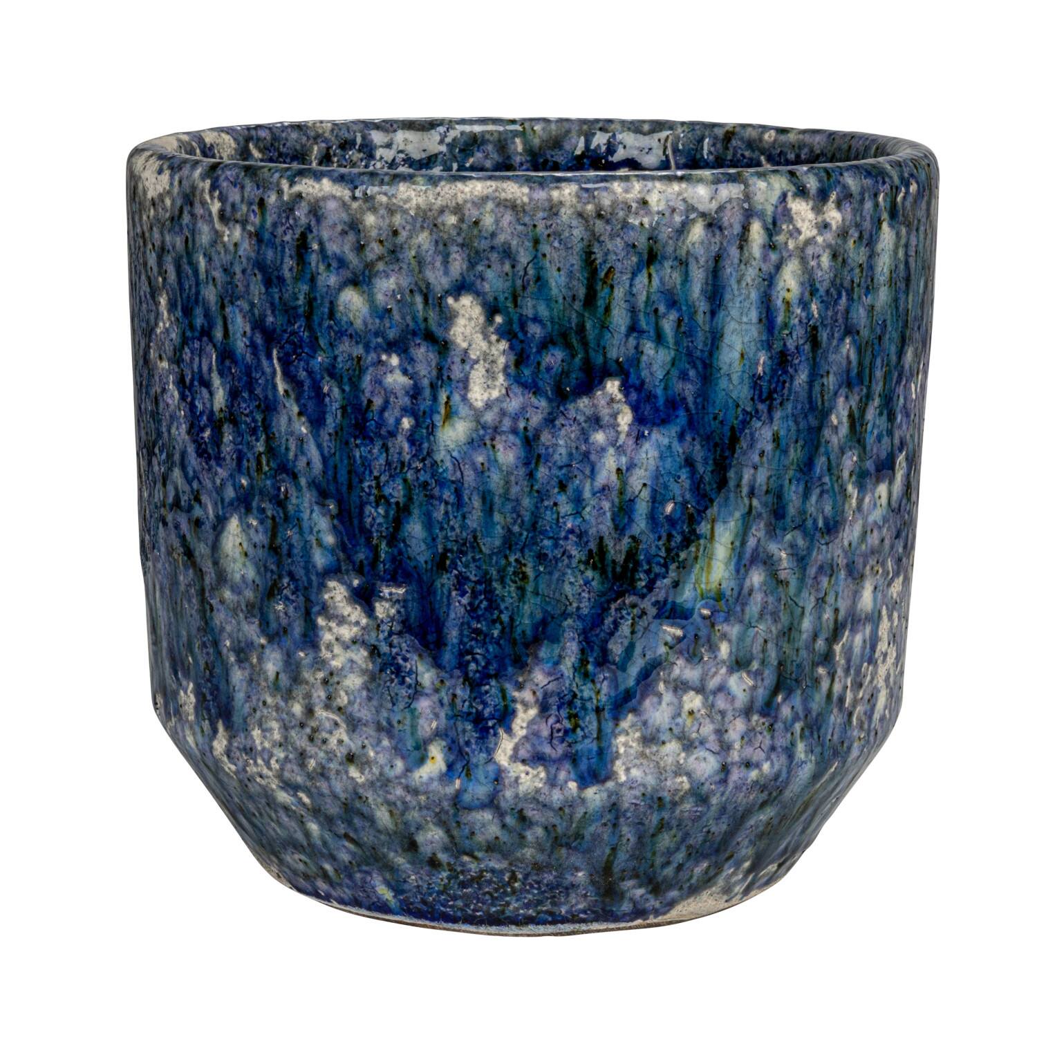 Hello Honey® 7.75" Blue Crackle Glaze Decorative Terra Cotta Planter