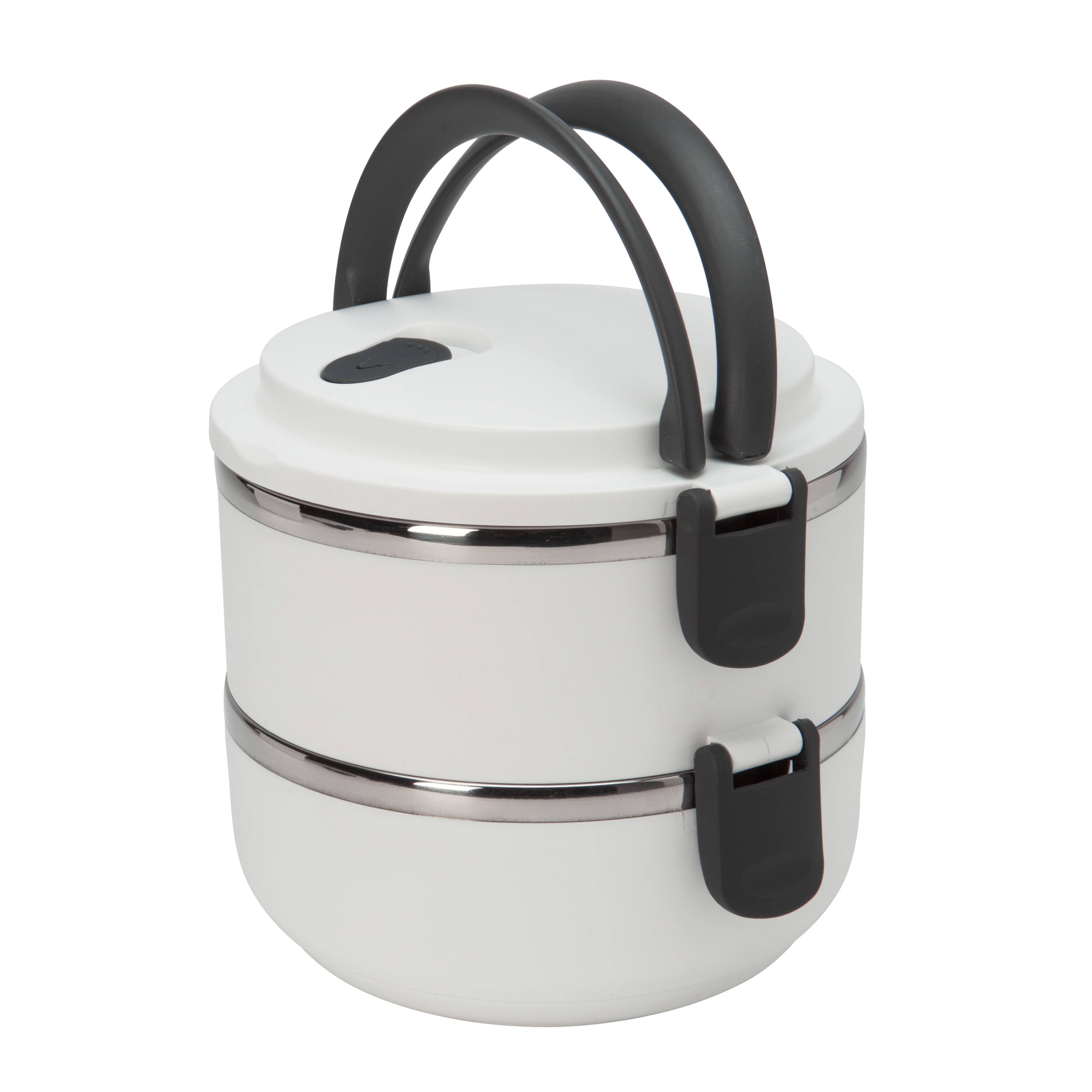 Kitchen Details 2-Tier White Insulated Stainless Steel Lunch Box