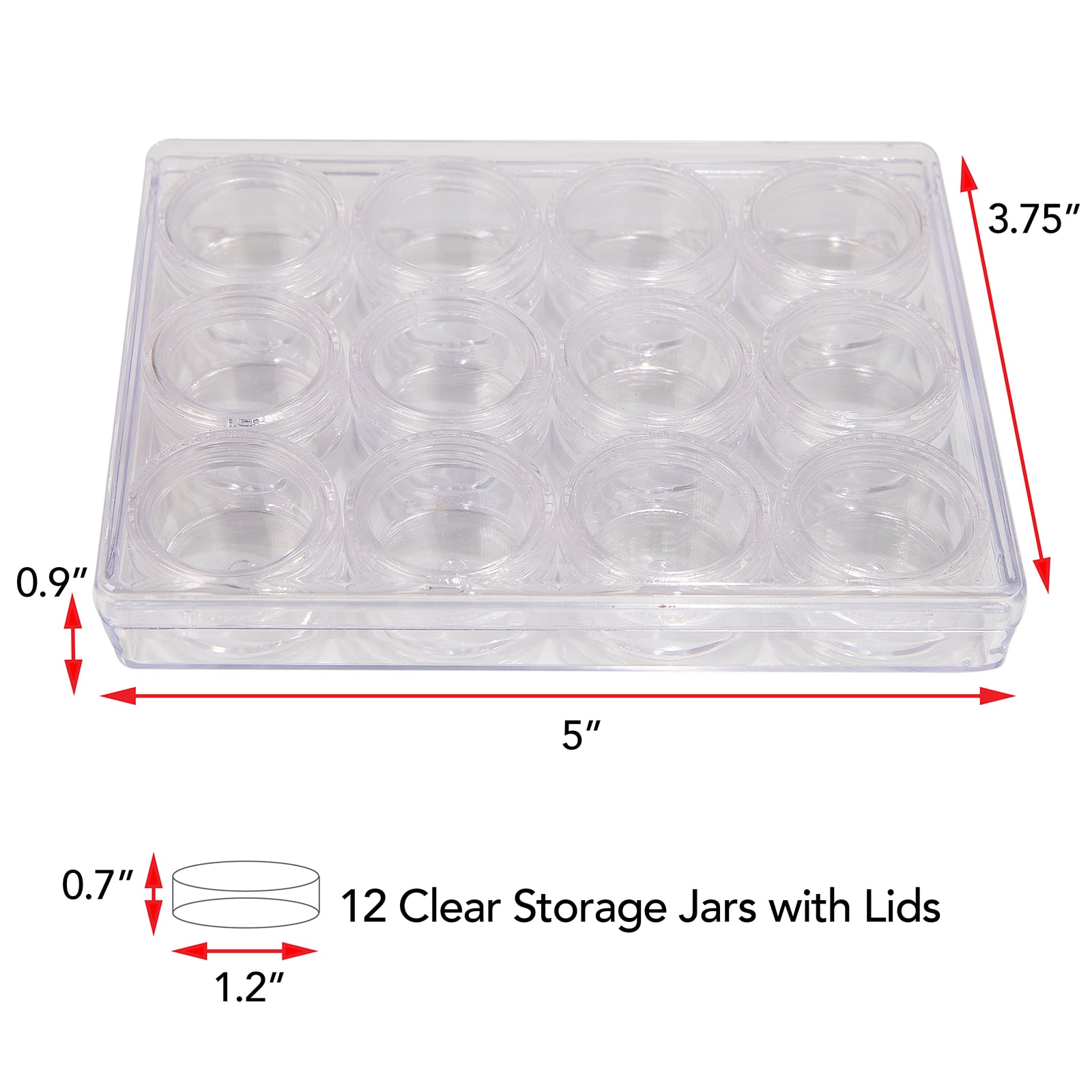 The Beadsmith® 5'' x 4'' x 1'' Clear Storage Box with Jars