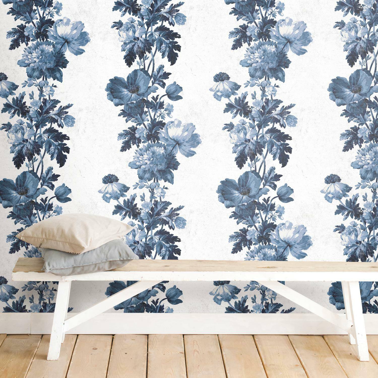 RoomMates Vintage Floral Stripe Peel &#x26; Stick Wallpaper