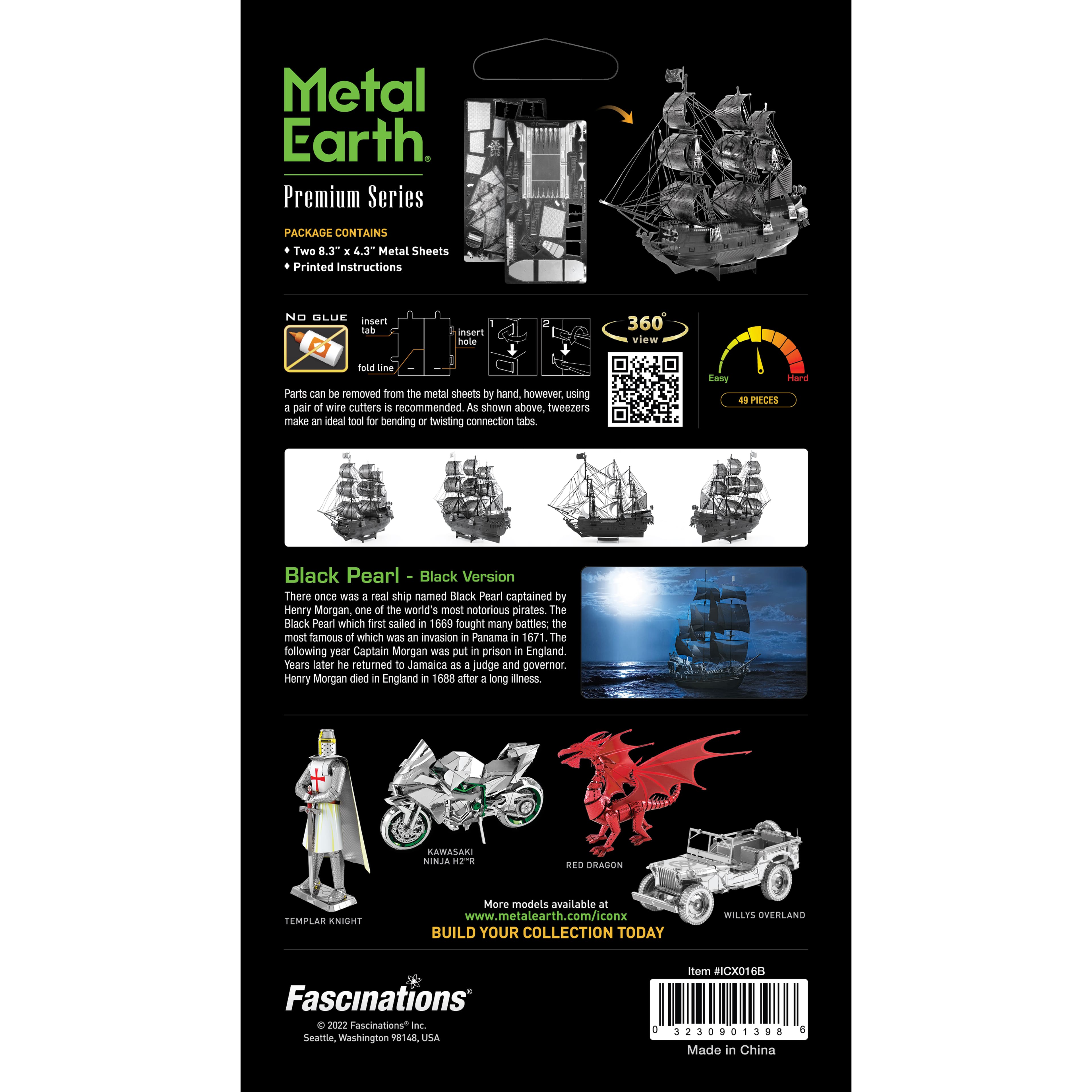 Metal Earth&#xAE; Premium Series Black Pearl Black Version Steel Model Kit