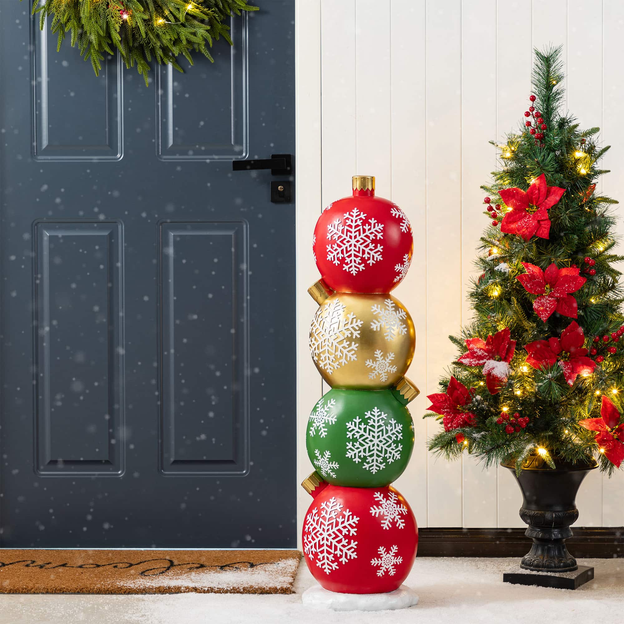 Glitzhome&#xAE; 36.25&#x22; Christmas Resin Stacked Ornament Porch Decor