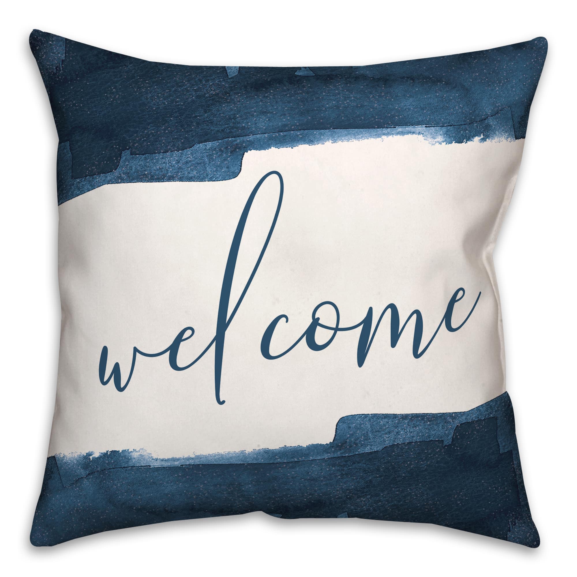 Navy Welcome Throw Pillow 18" x 18"