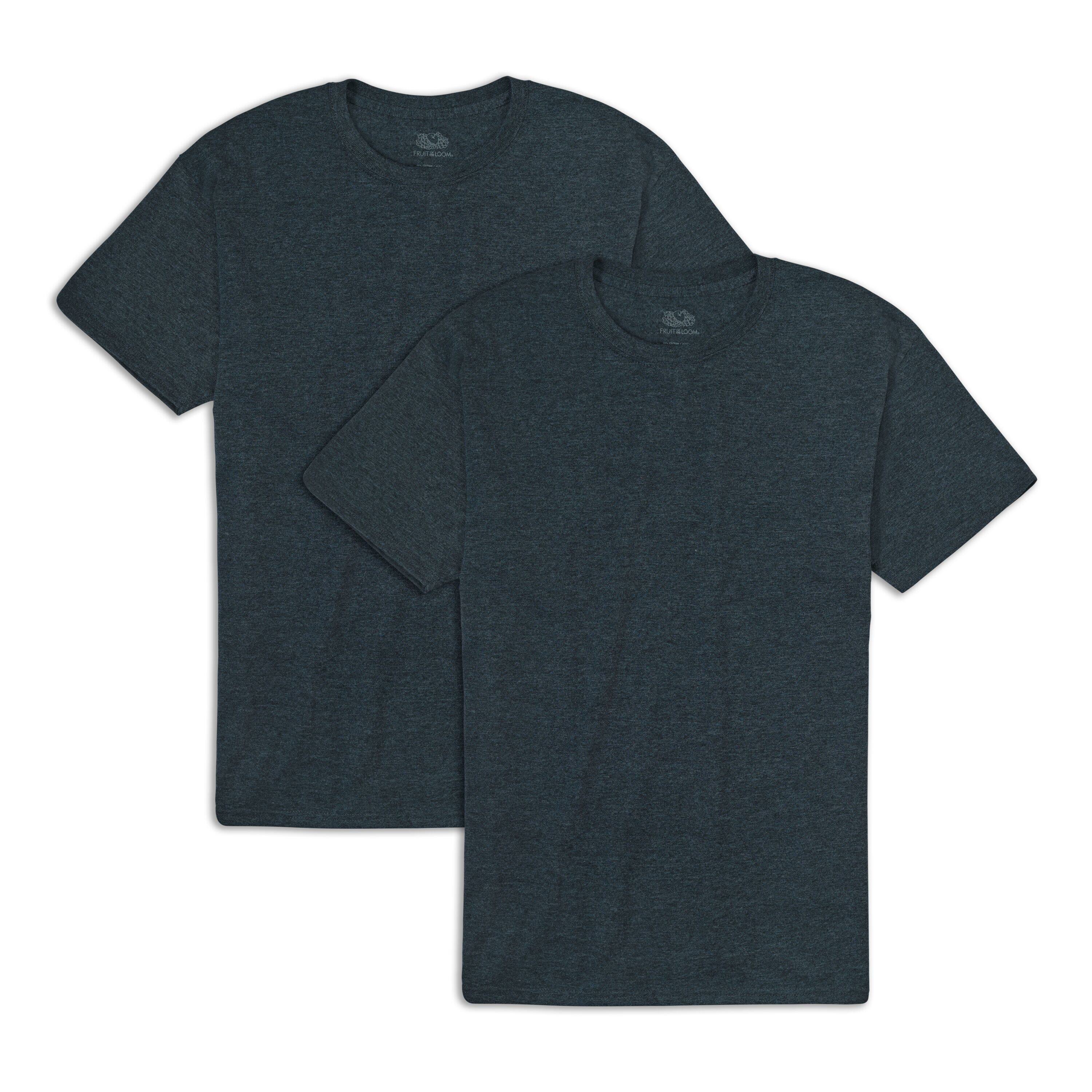 Fruit of the Loom EverSoft Mens Short Sleeve Crew T-Shirt 2 ct in Black Heather | 2XL