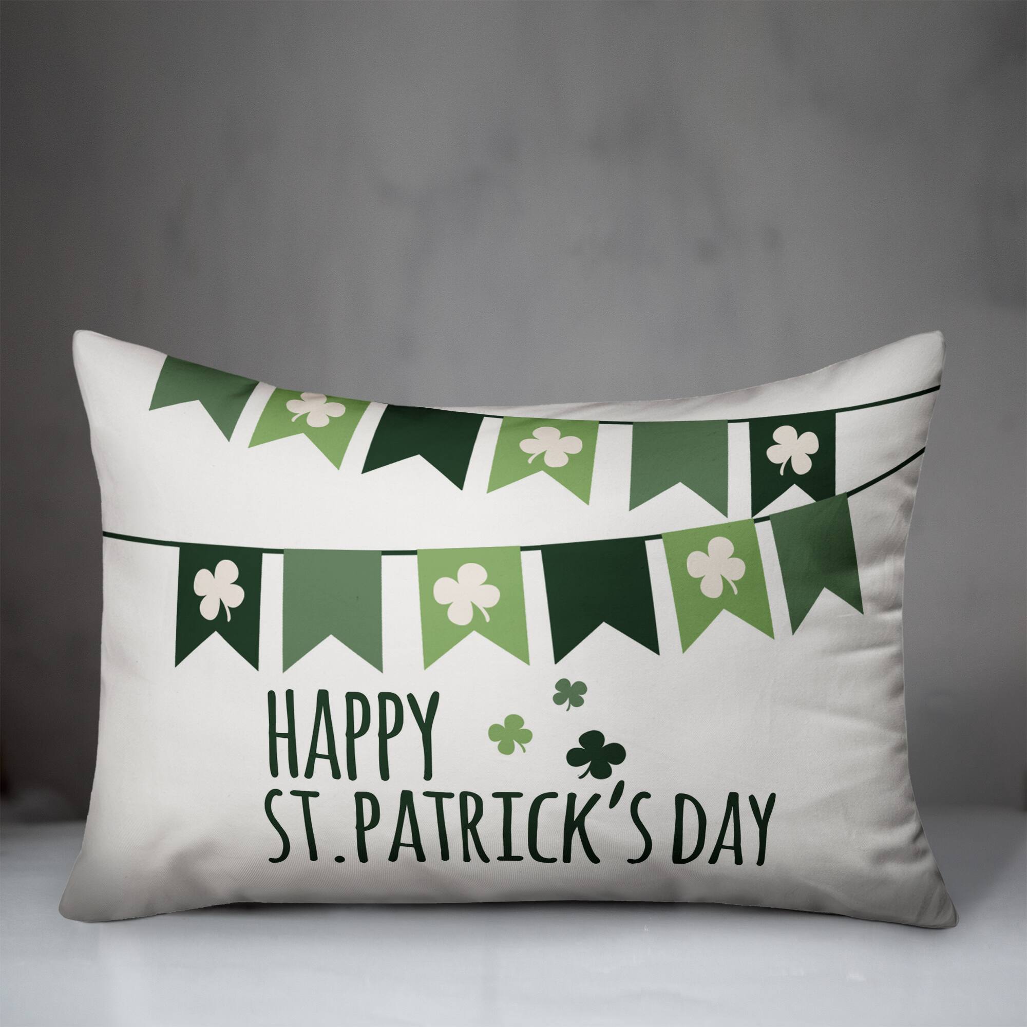 Happy St Pats Banner 14&#x22; x 20&#x22; Throw Pillow