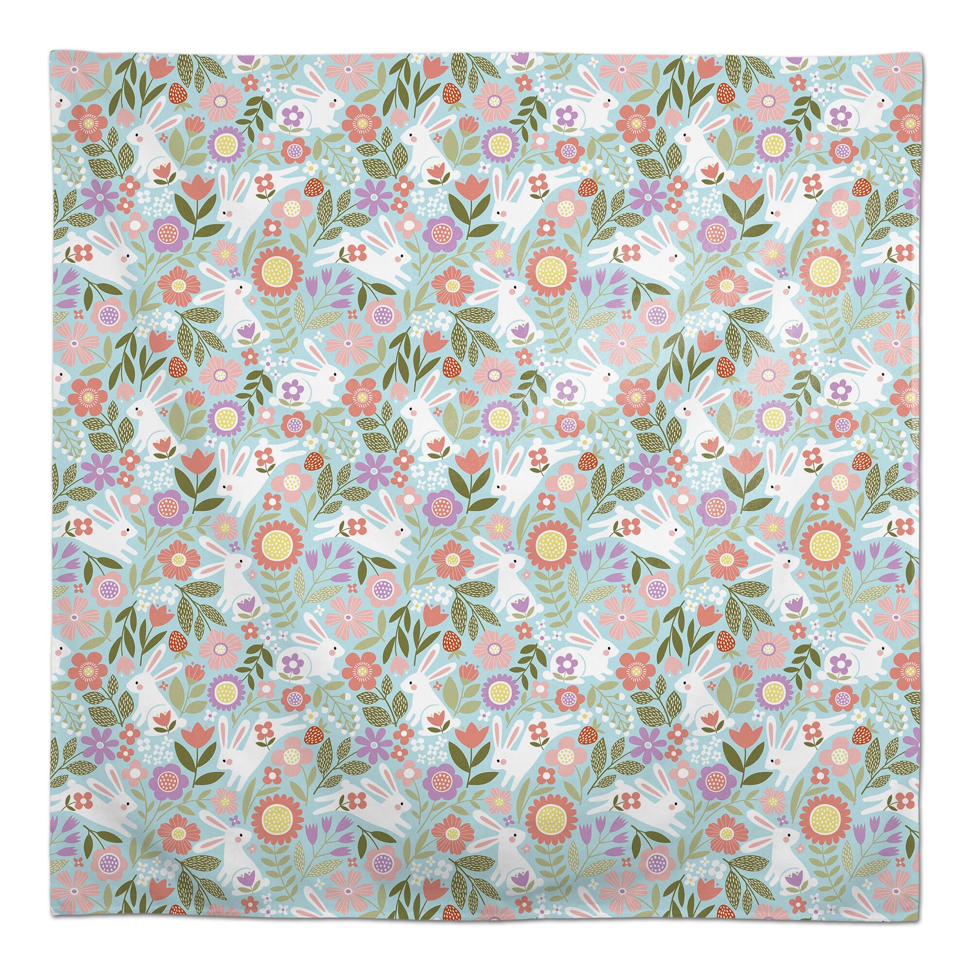 Pastel Bunny Floral Pattern 58" x 58" Tablecloth