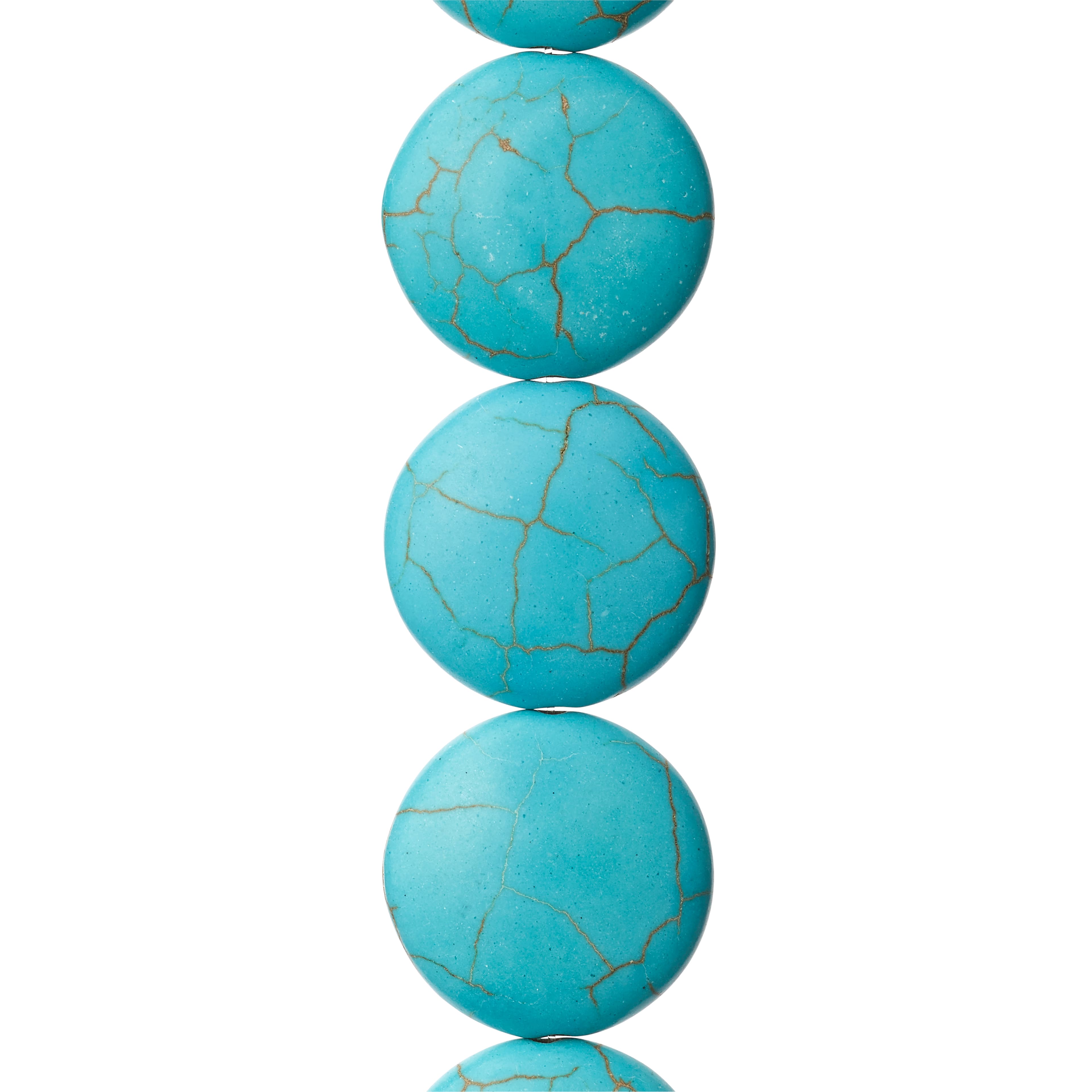 12 Pack:  Turquoise Dyed Howlite Lentil Beads, 20mm by Bead Landing&#x2122;