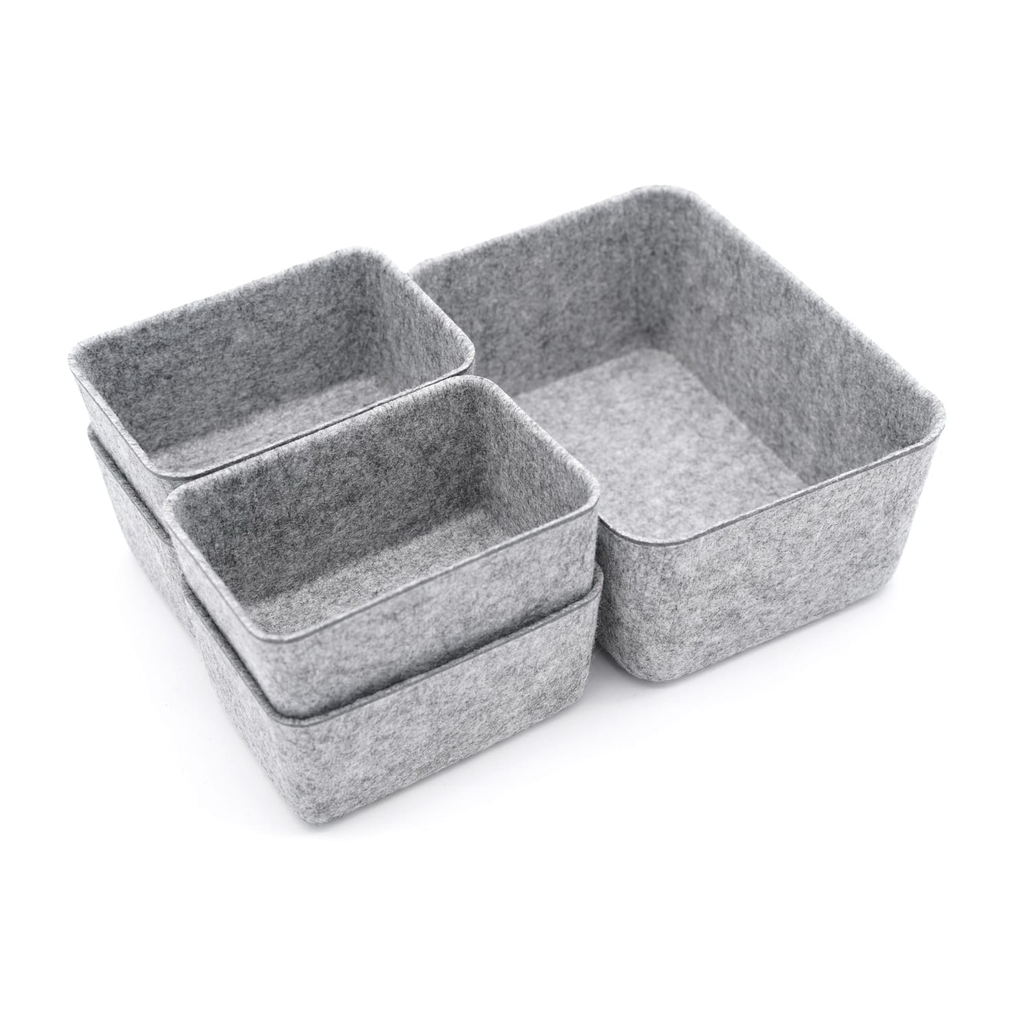 Welaxy Felt 5 Piece Drawer Organizer Bins