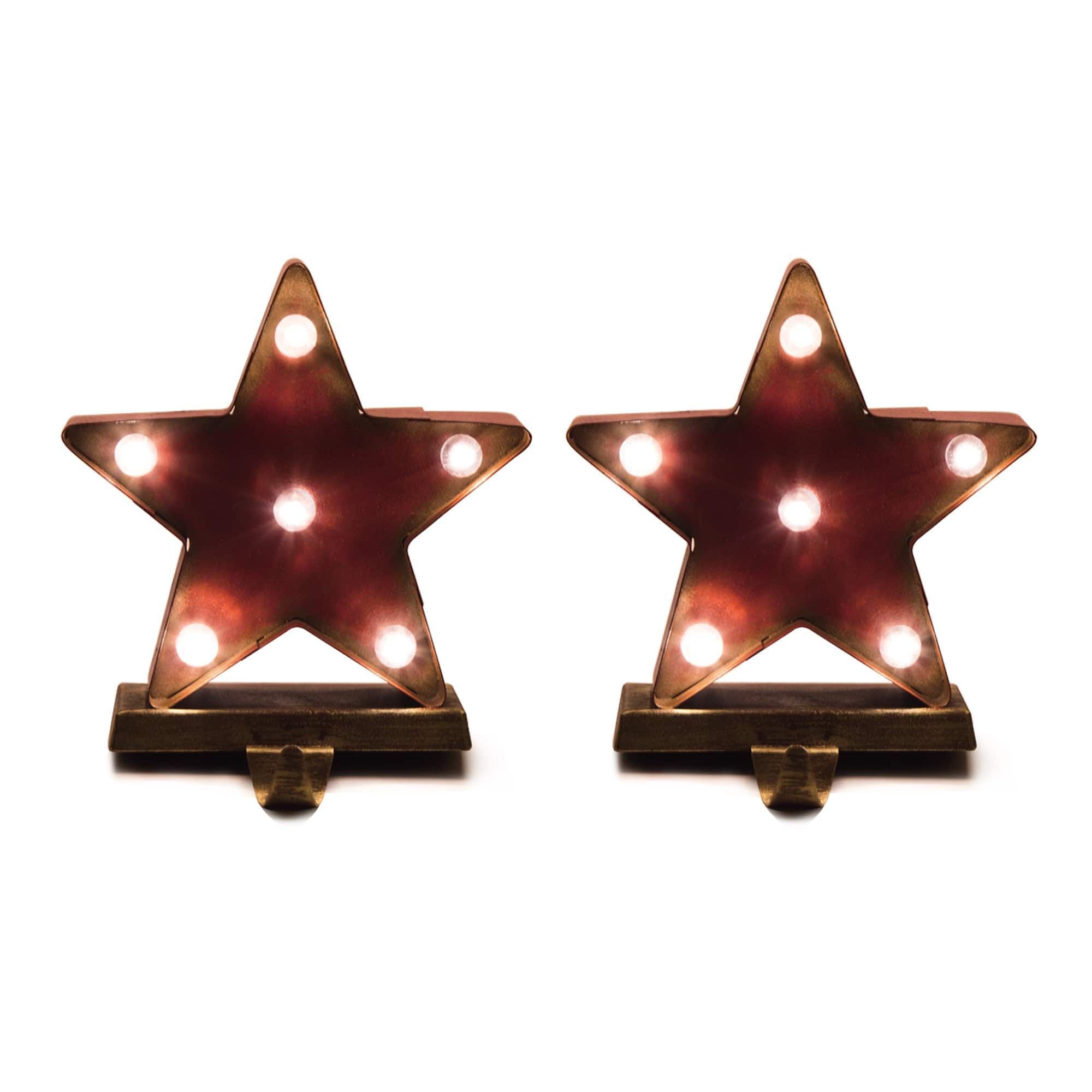 Glitzhome&#xAE; 7.5&#x22; Marquee LED Star Stocking Holder, 2ct.