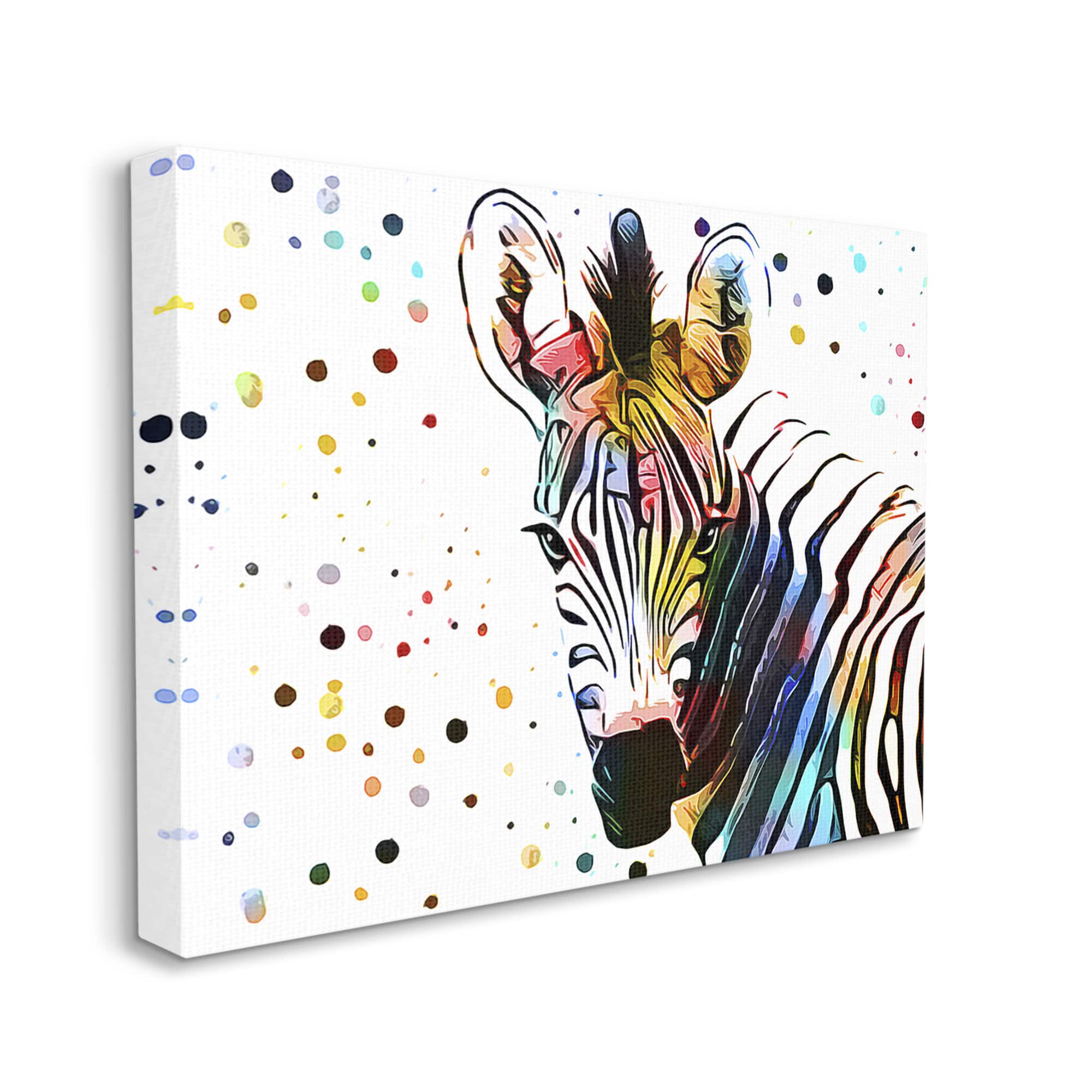 Stupell Industries Abstract Zebra Portrait Vibrant Modern Polka Dot Pattern Canvas Wall Art