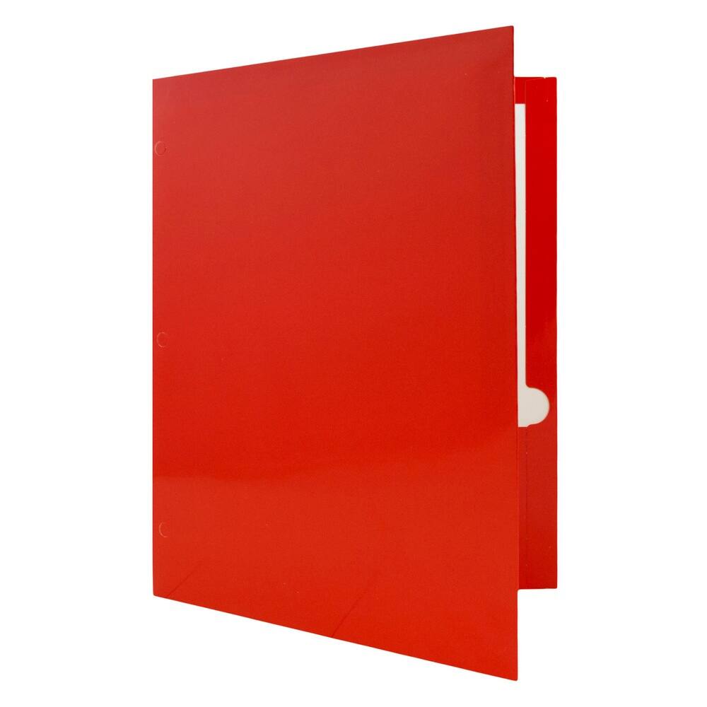 JAM Paper Laminated 2-Pocket Glossy 3-Hole Punch School Folders, 6ct.