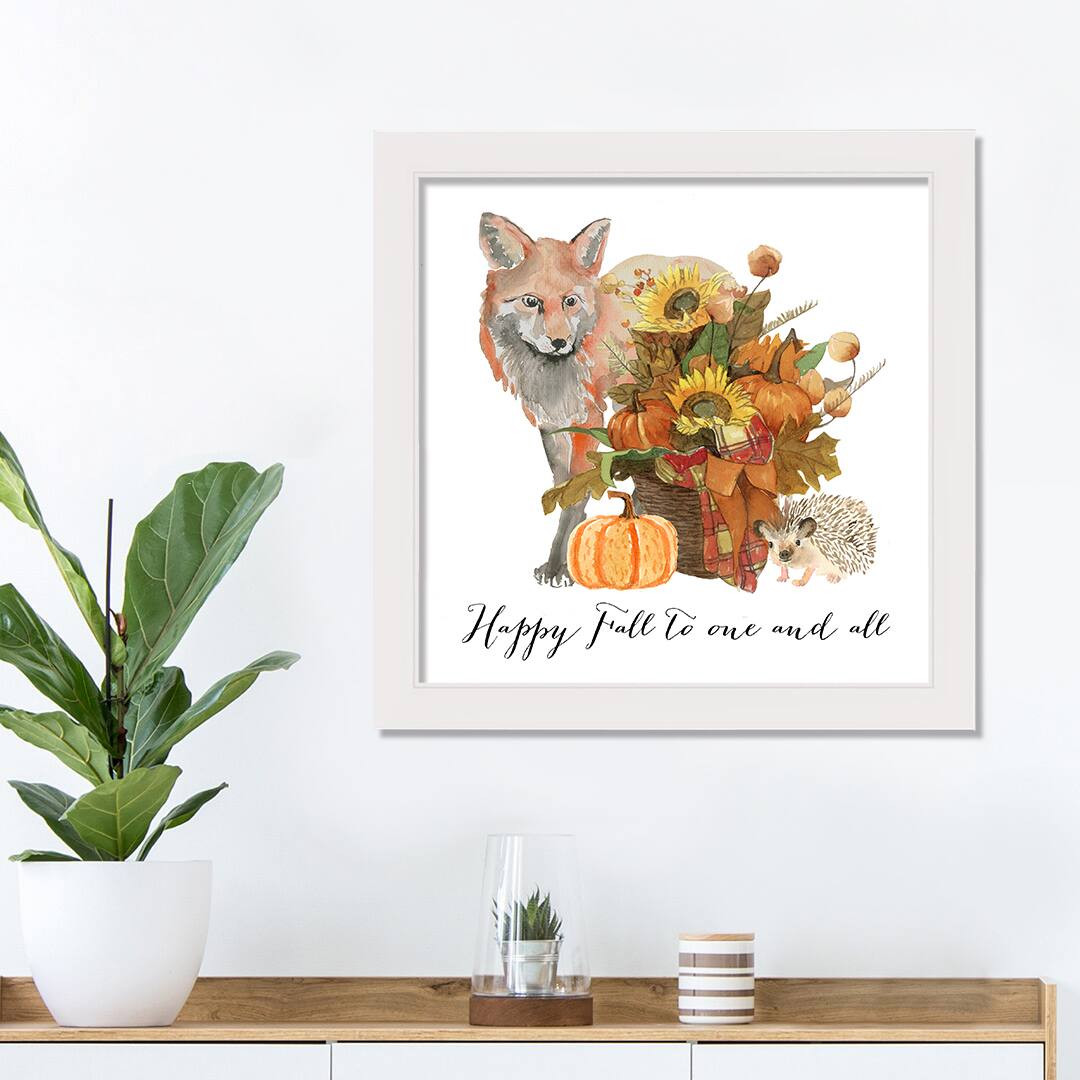 Fall Animals White Framed Print