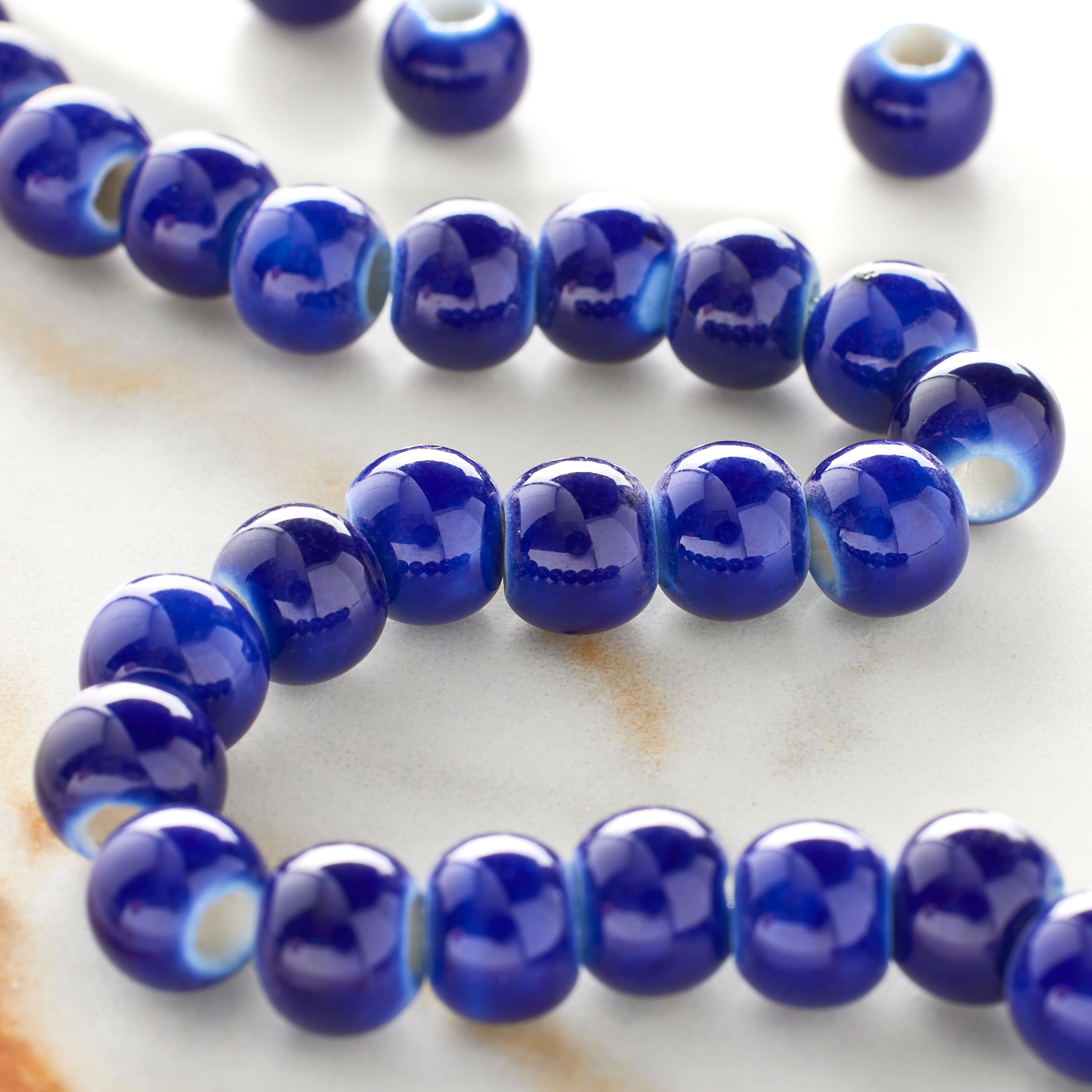 12 Pack: Sapphire Ceramic Round Beads, 6mm by Bead Landing&#x2122;