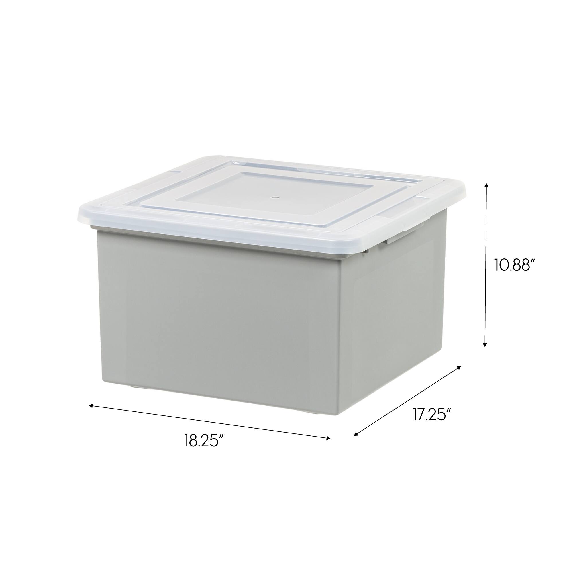 IRIS Gray Snap Tight Plastic Letter & Legal File Organizer Box, 3ct.