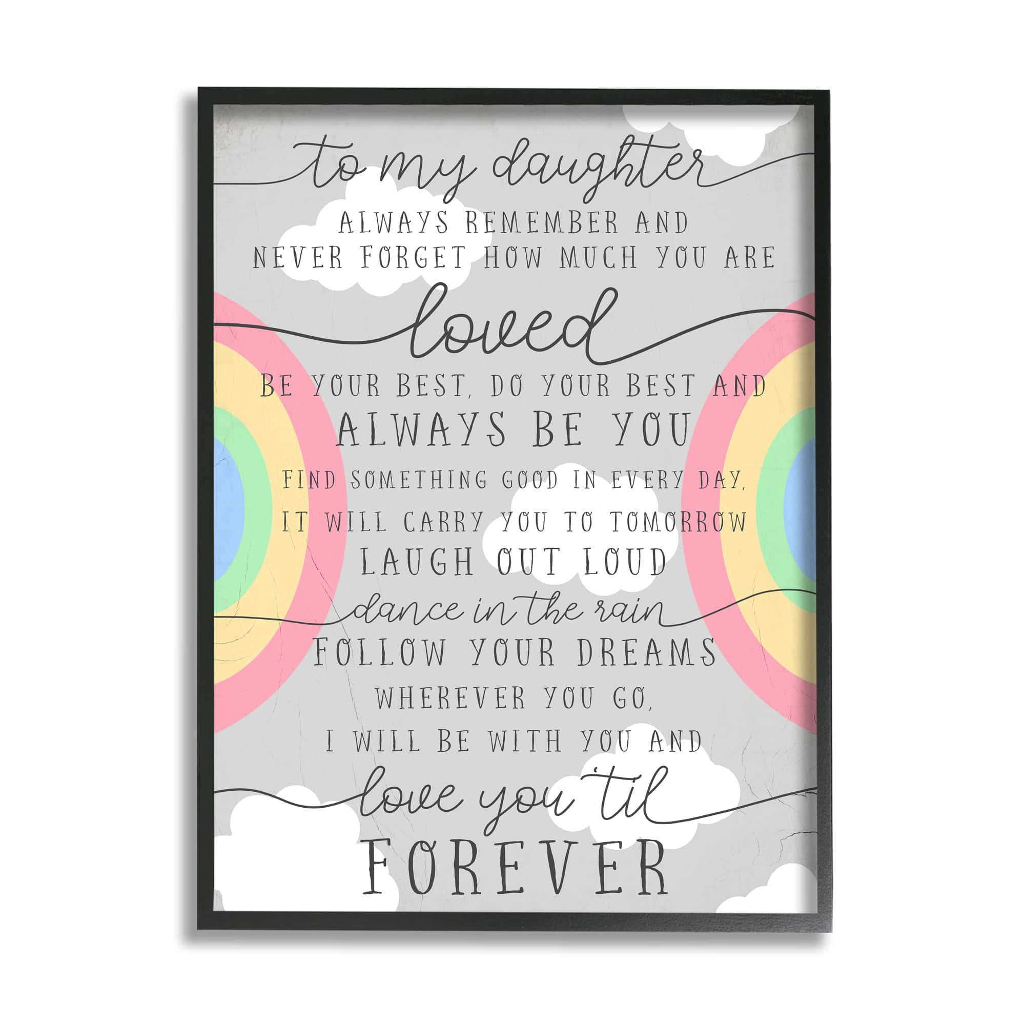 Stupell Industries My Daughter You Are Loved Quote Charming Rainbows Framed Wall Art