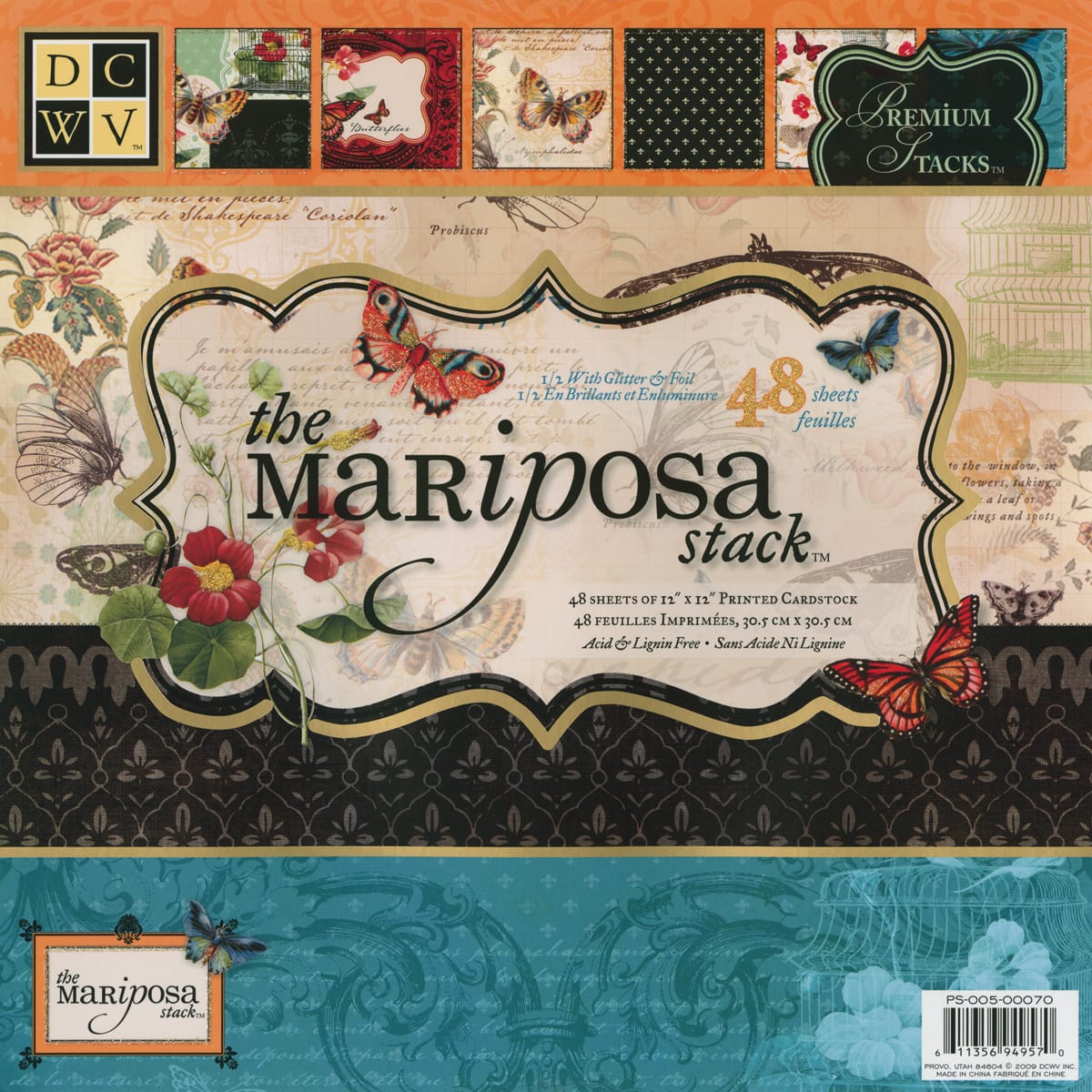 DCWV® 12" x 12" Mariposa Single-Sided Cardstock Stack, 48 Sheets