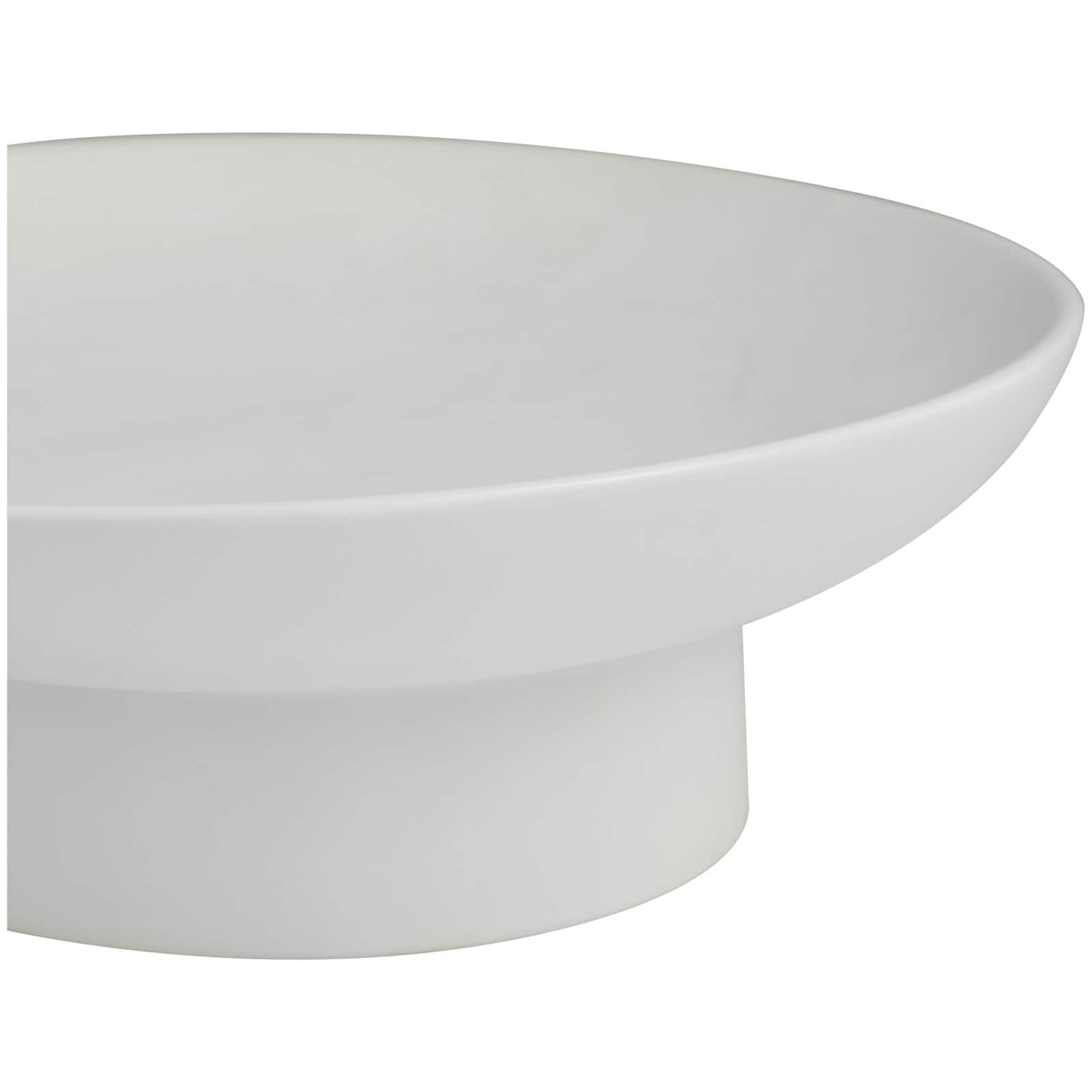 16" White Ceramic Decorative Bowl with Elevated Base