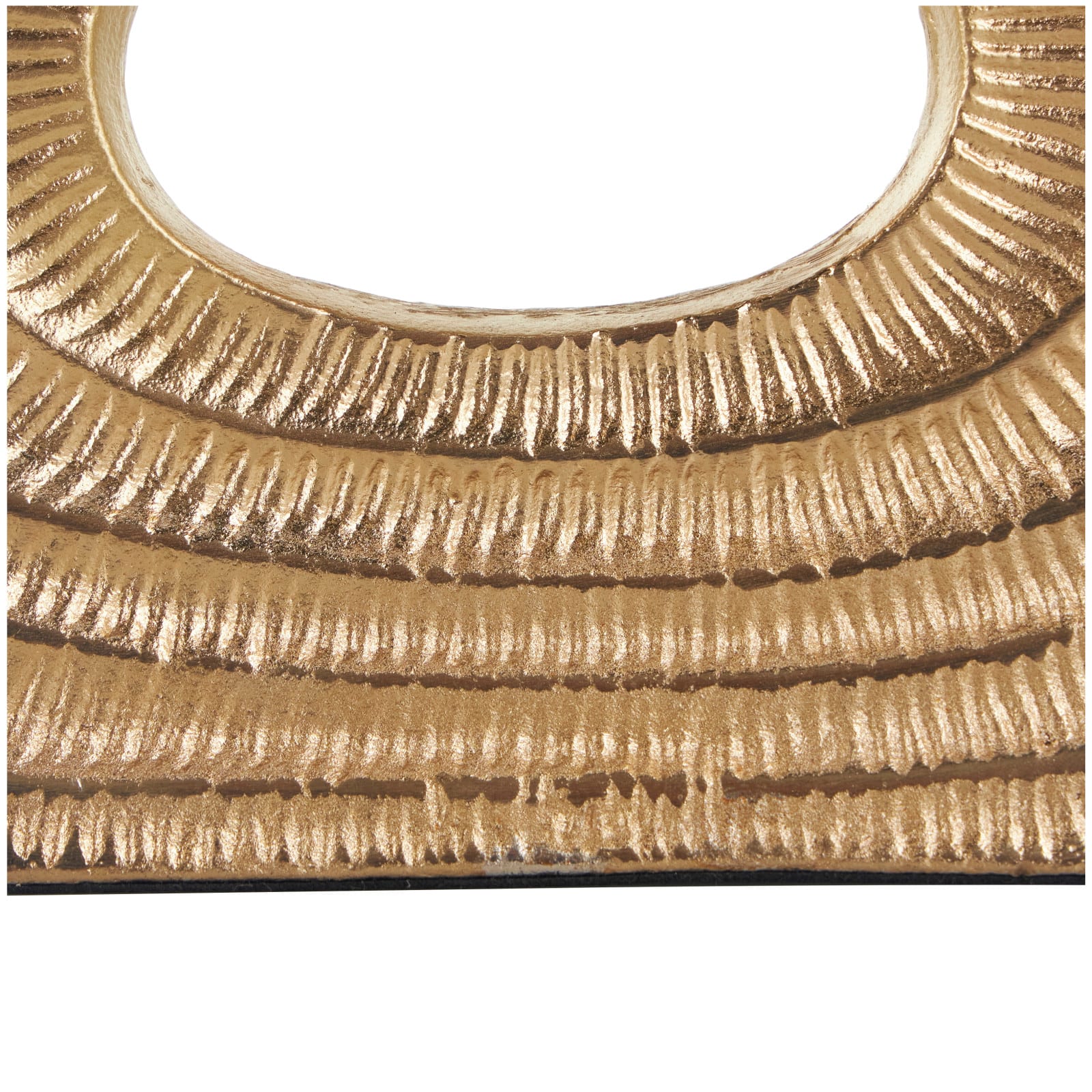 10" Gold Aluminum Geometric Circular Vase with Linear Etchings