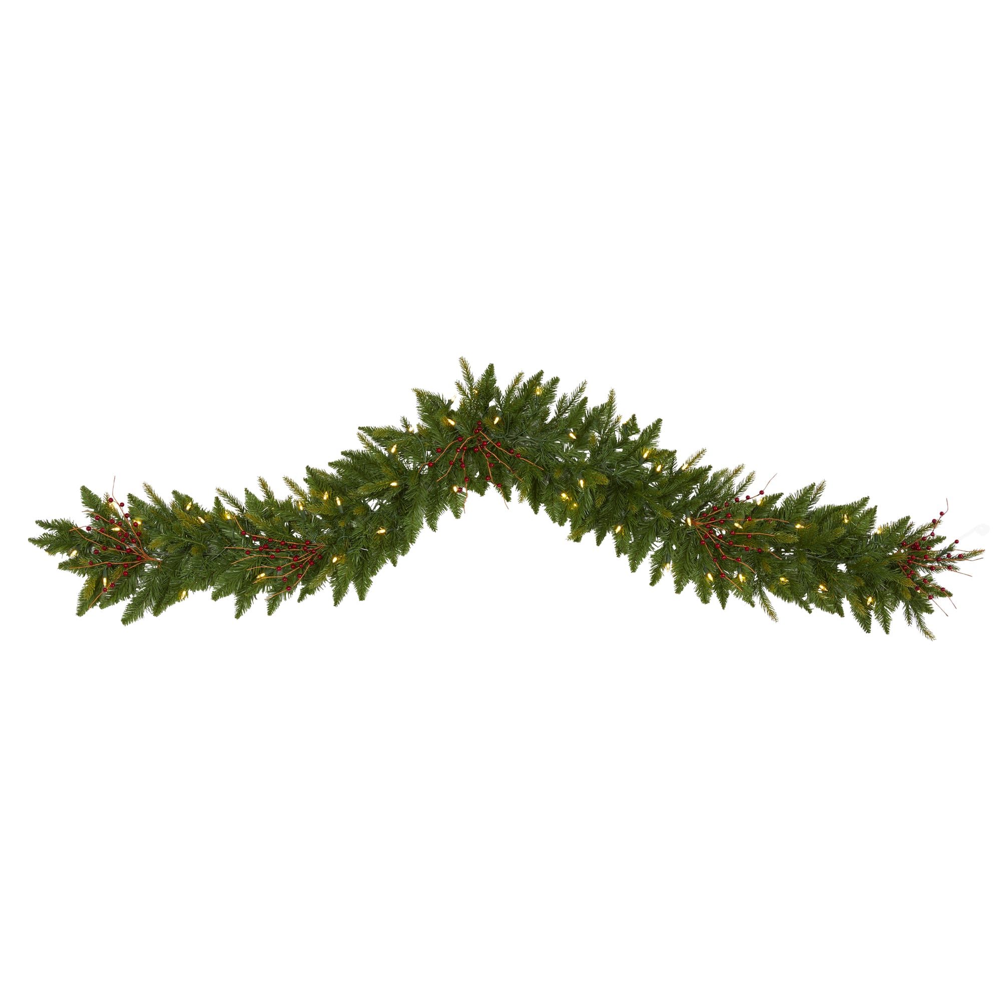 6ft. LED Christmas Pine &#x26; Berries Garland