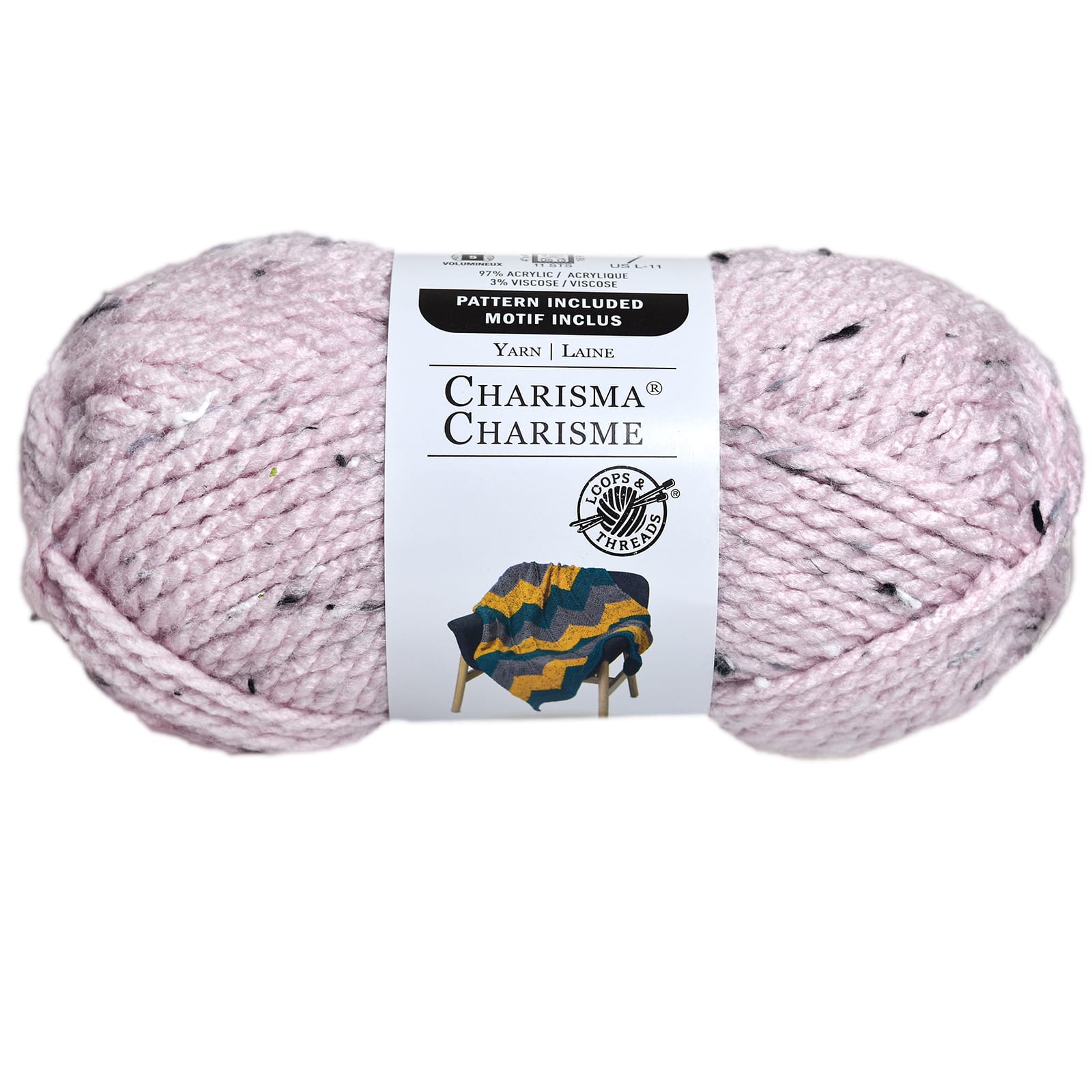 Loops & Threads Charisma Tweed Yarn - Black - 3 oz - One Ball
