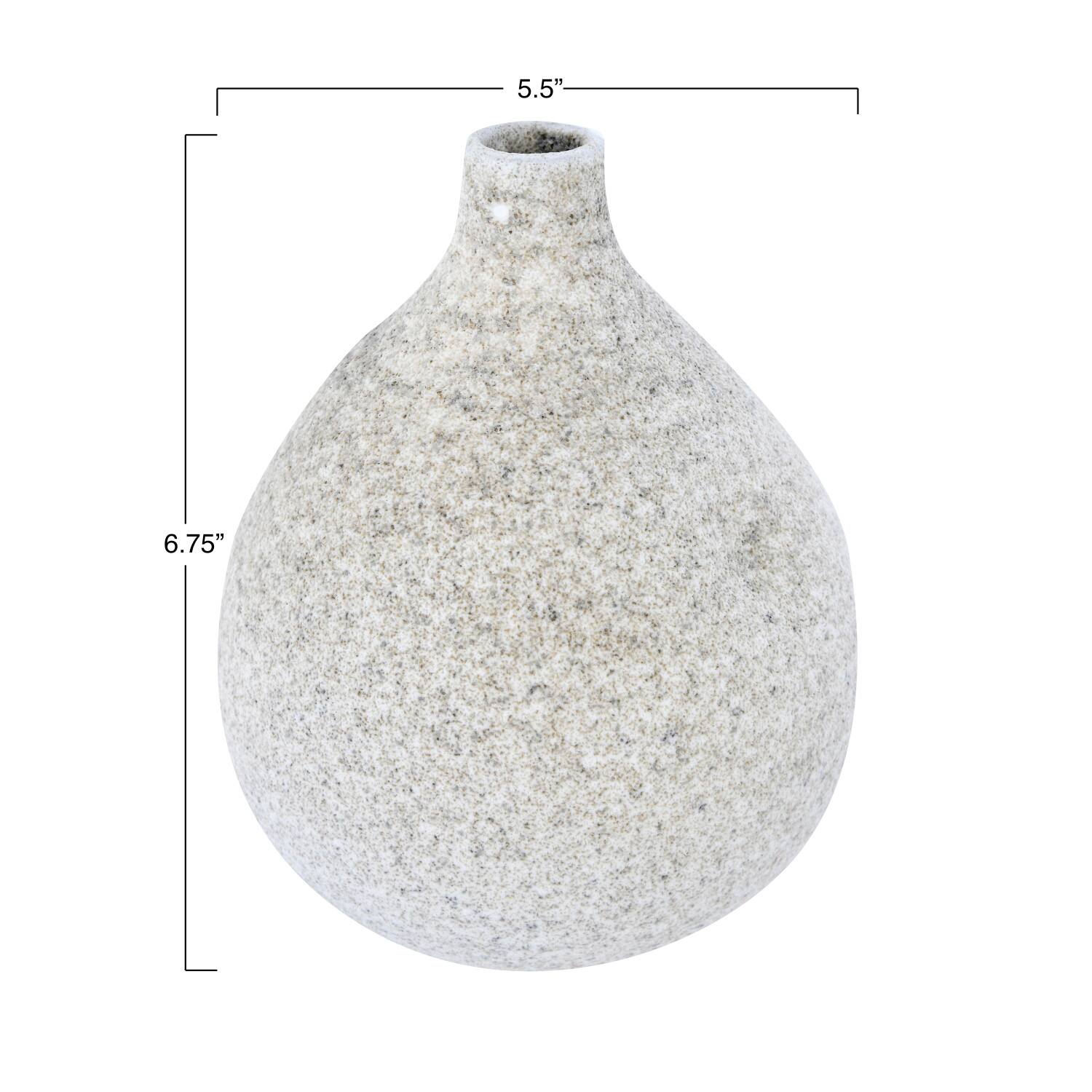 Hello Honey&#xAE; White 6.7&#x22; Small Textured Terracotta Vase with Narrow Top
