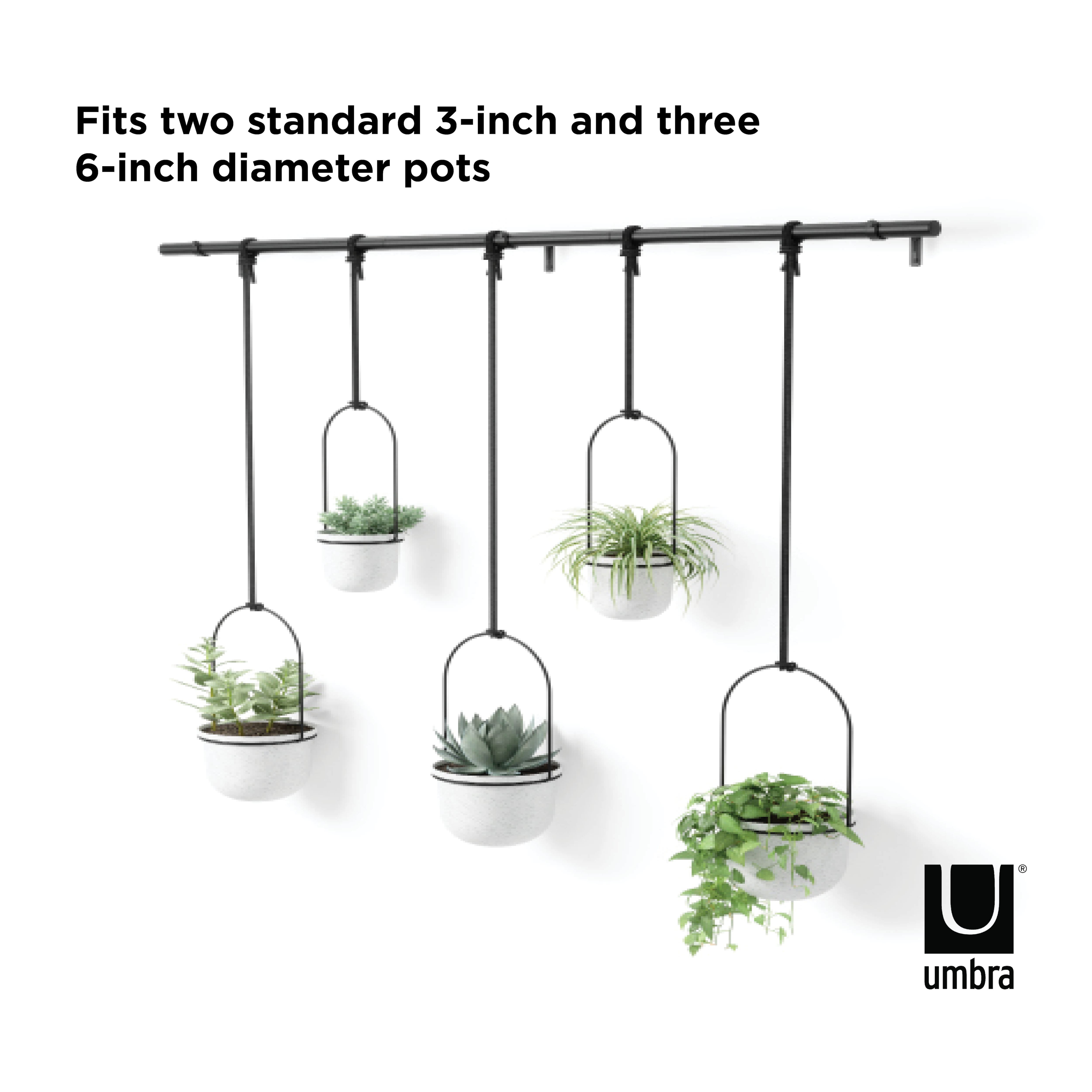 Umbra White &#x26; Black Triflora Hanging Planter Set