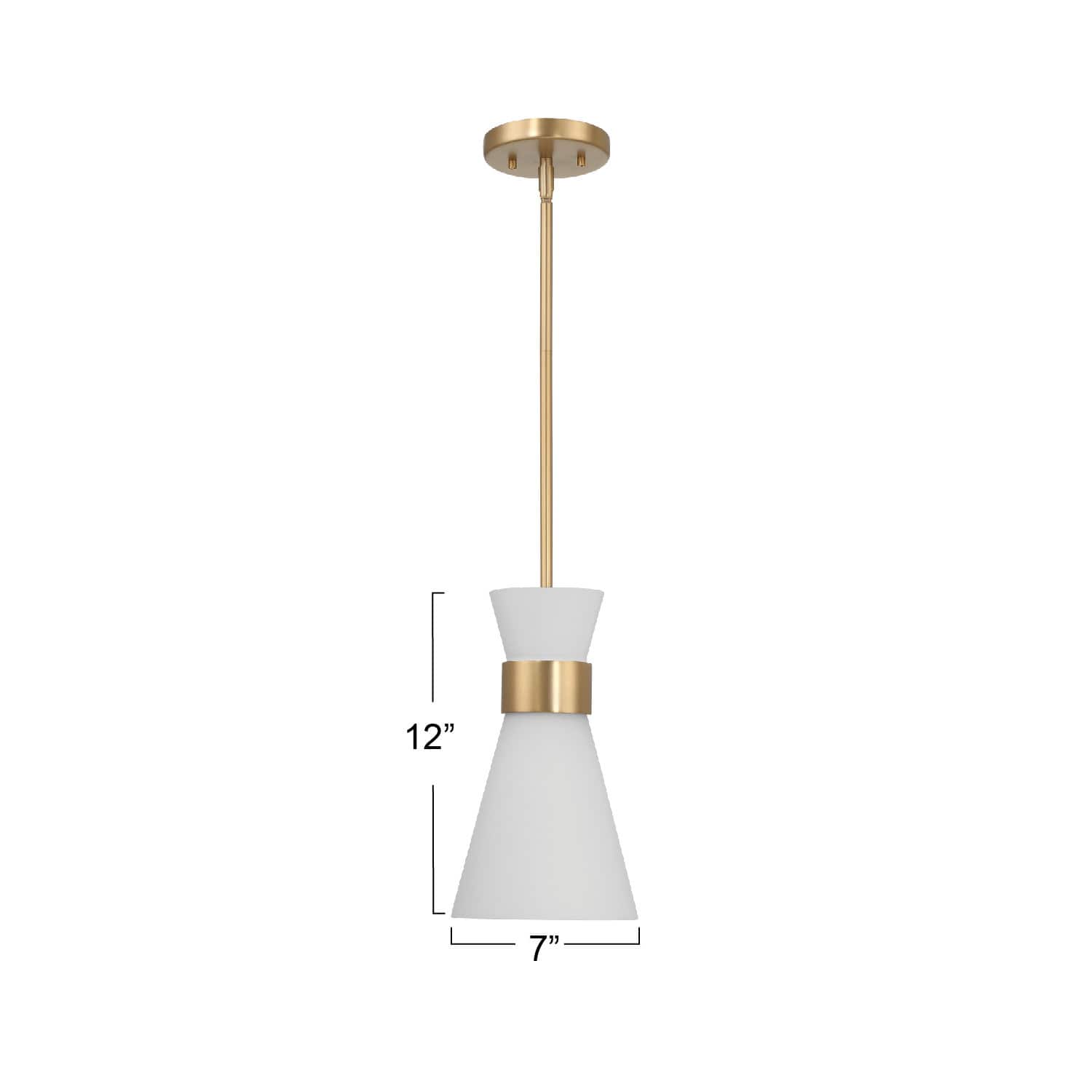 Kit White &#x26; Gold Modern Minimalist Tapered Opal Glass &#x26; Metal Ceiling Light