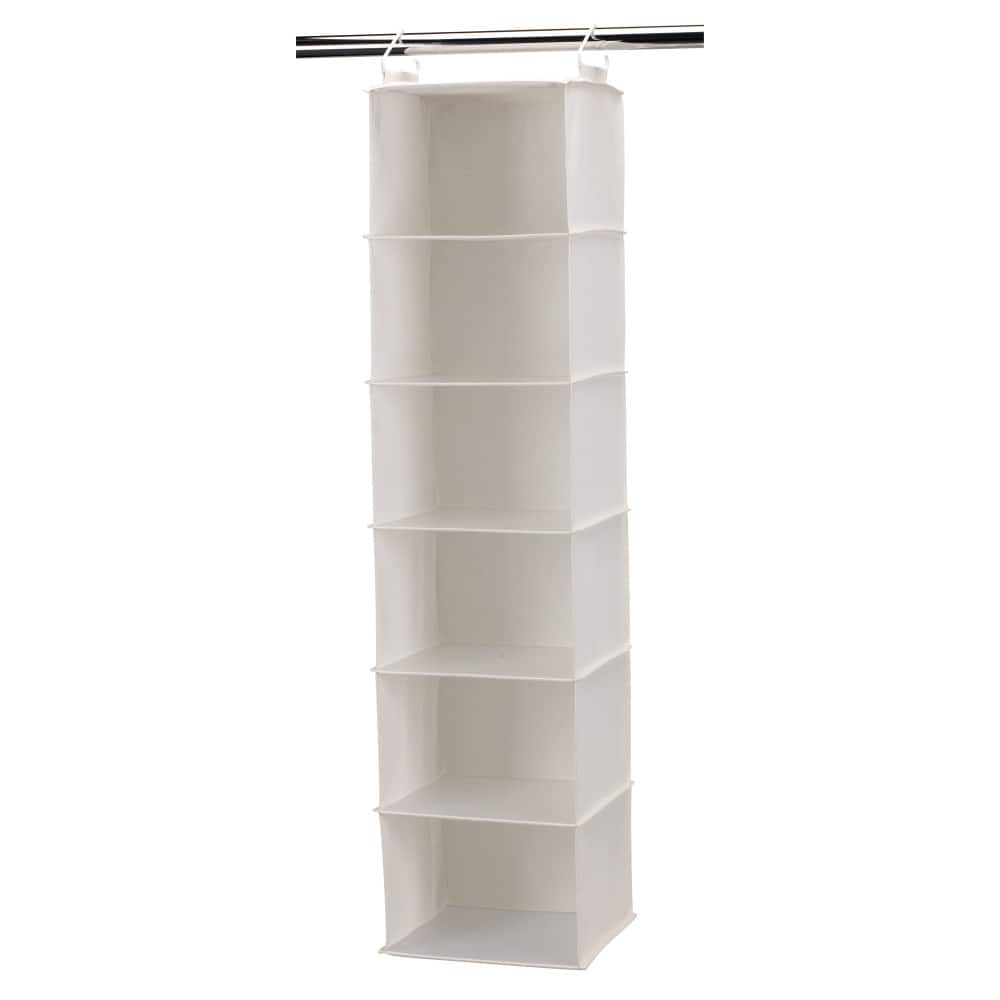 Household Essentials White Canvas 6-Shelf Hanging Closet Organizer