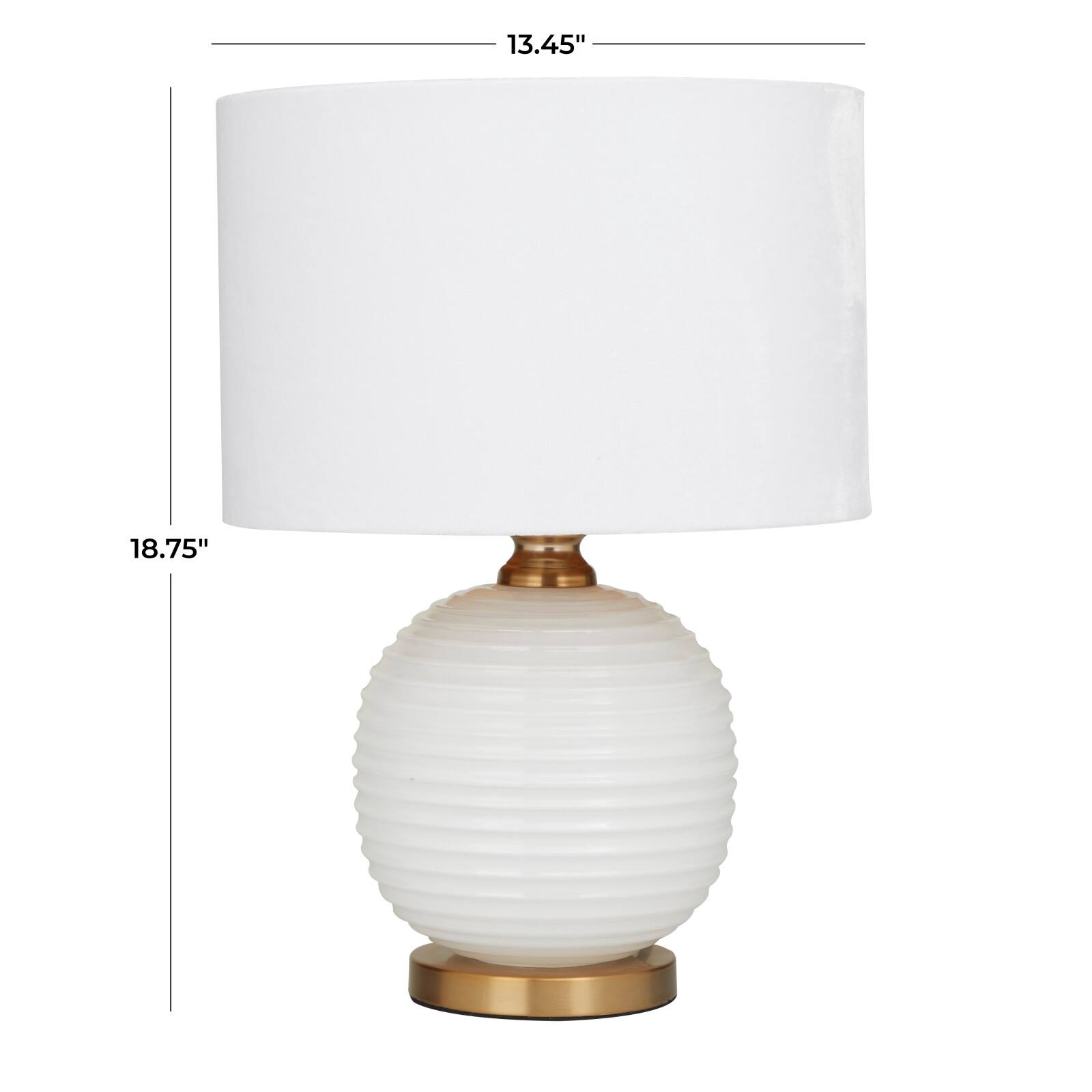 White Glass Modern Accent Lamp, 13" x 13" x 19"