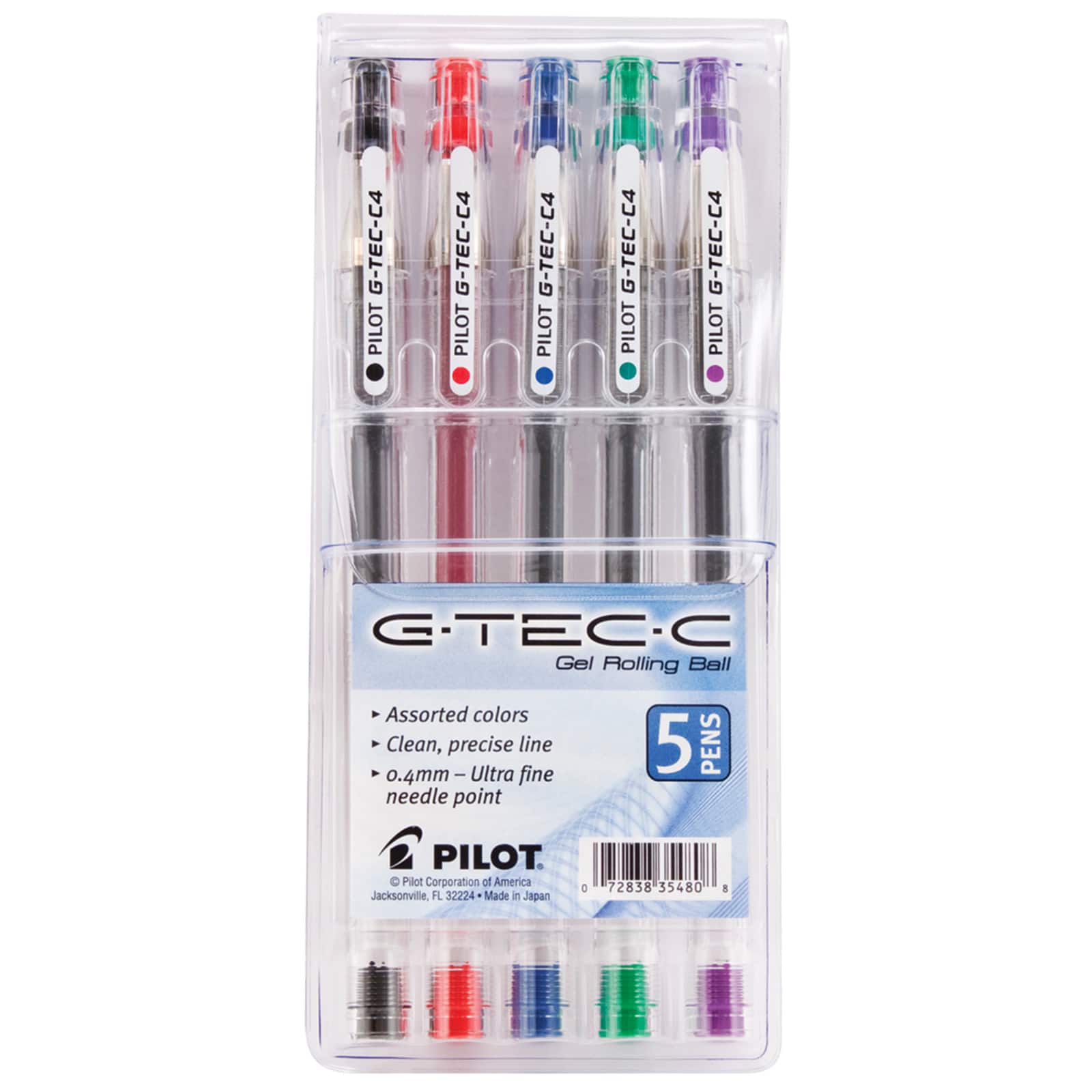Pilot® G-TEC-C Gel Rolling Ball 5 Color Pen Set