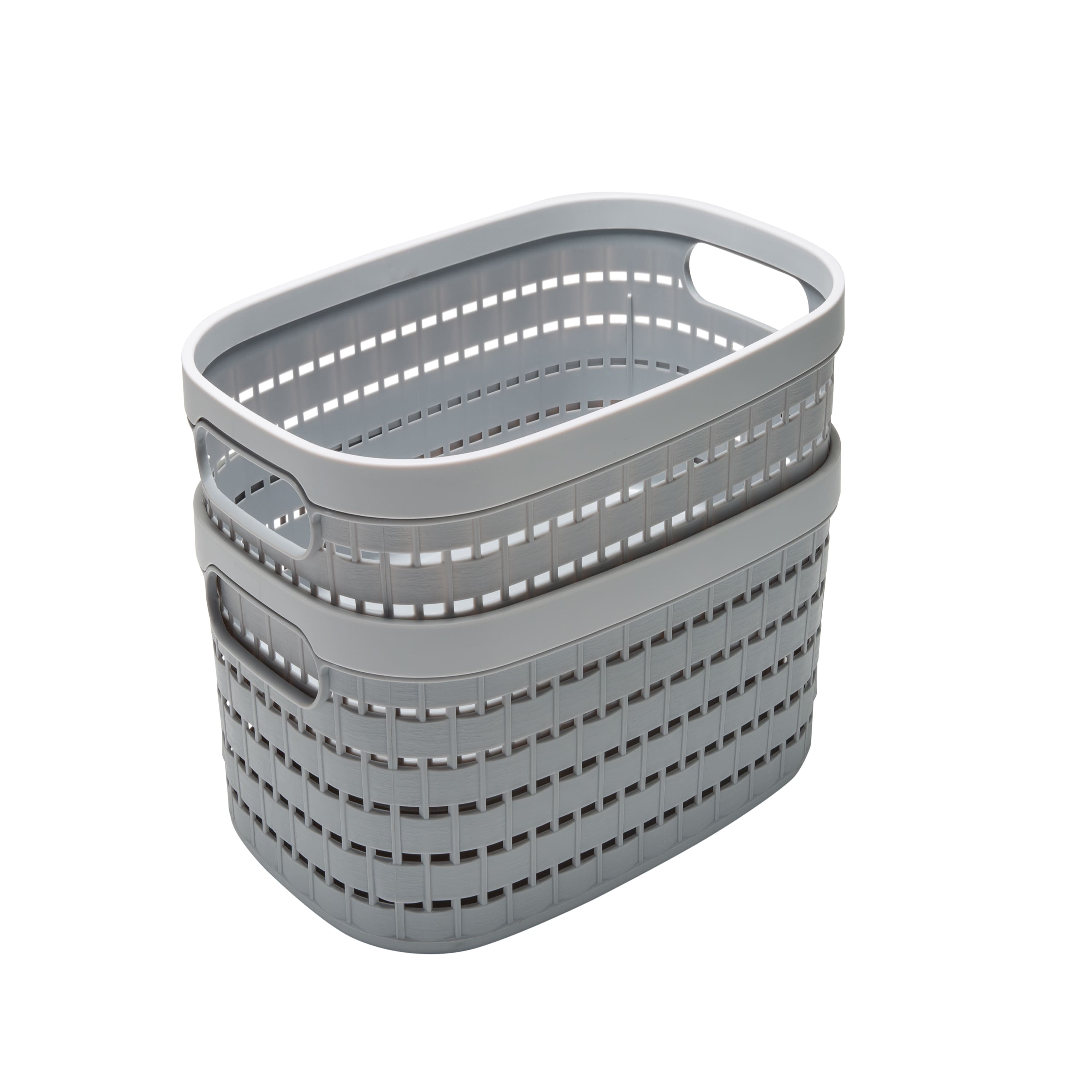 Simplify Medium Gray Basket Storage Tote, 2ct.