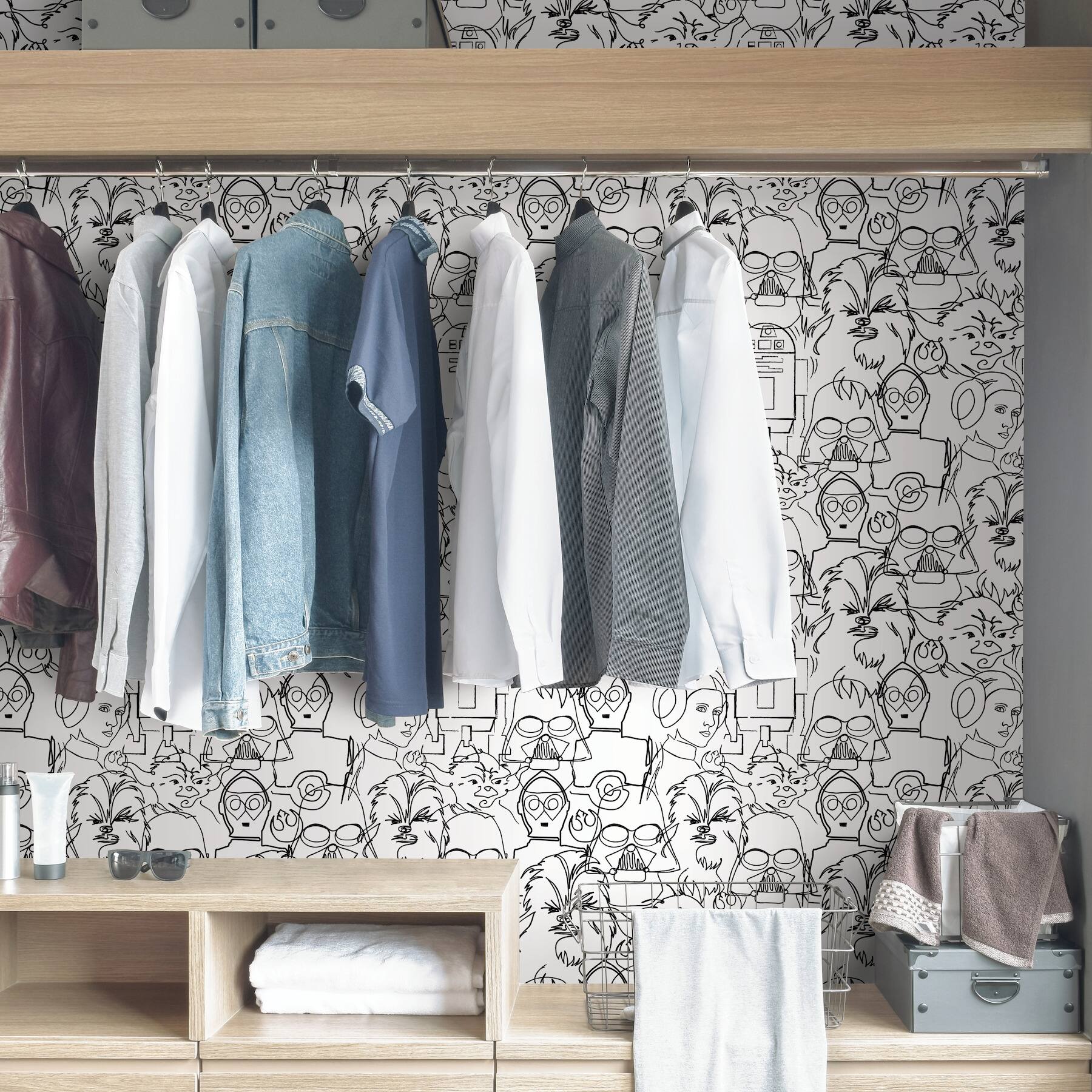 RoomMates Black Star Wars Saga Line Sketches Peel and Stick Wallpaper