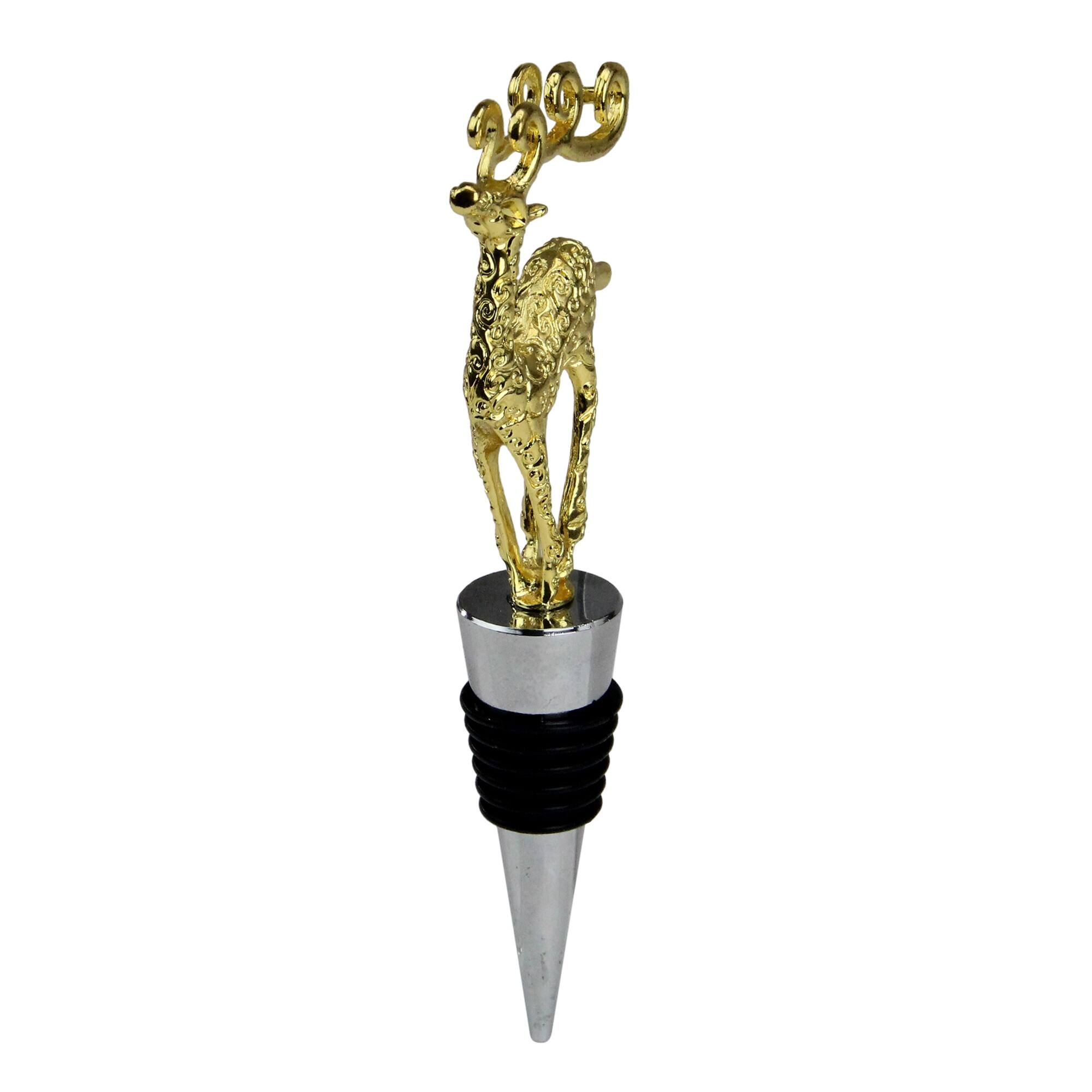 5" Golden Christmas Wine Bottle Stopper