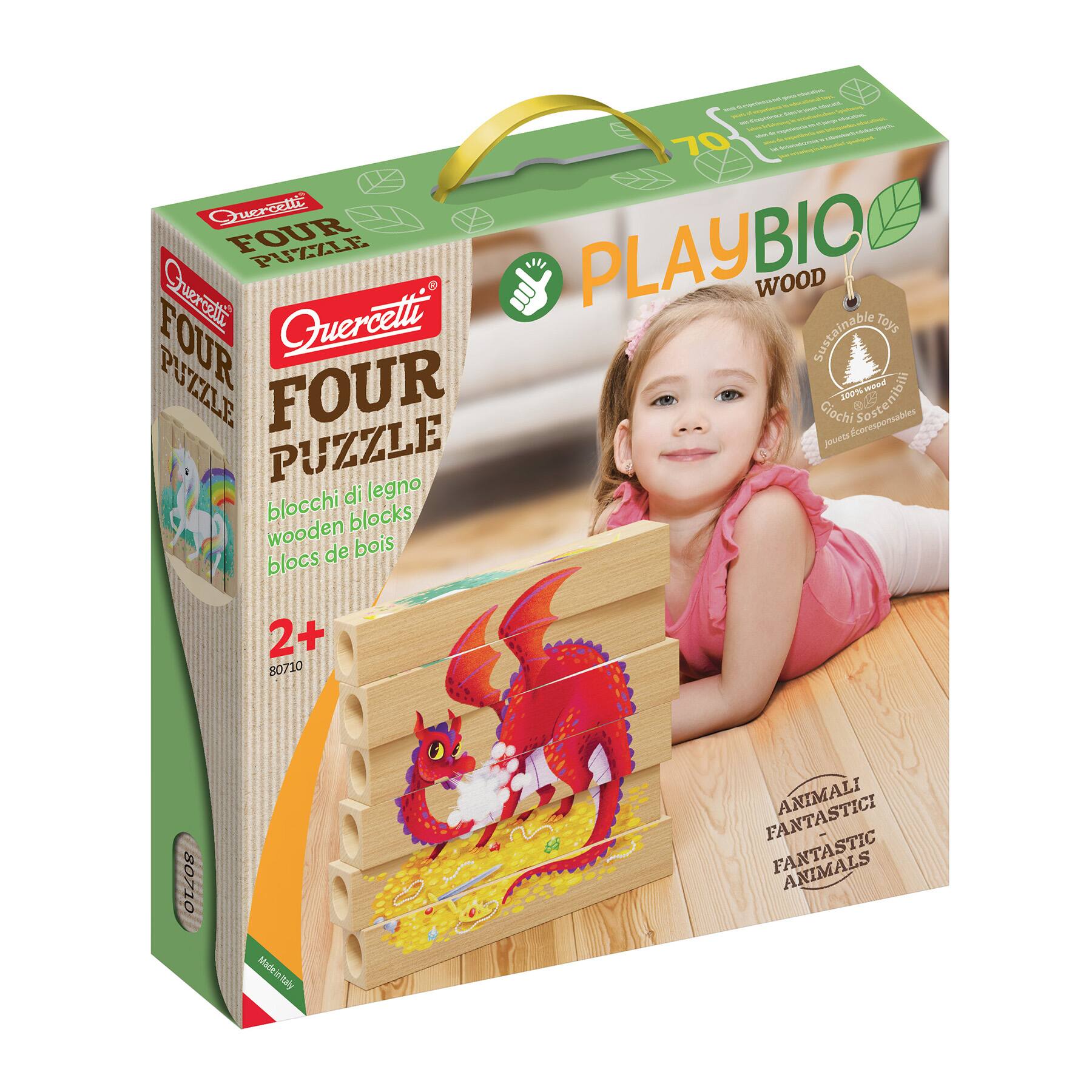 Quercetti® Fantasy Animals Mix-N-Match Wood Puzzle