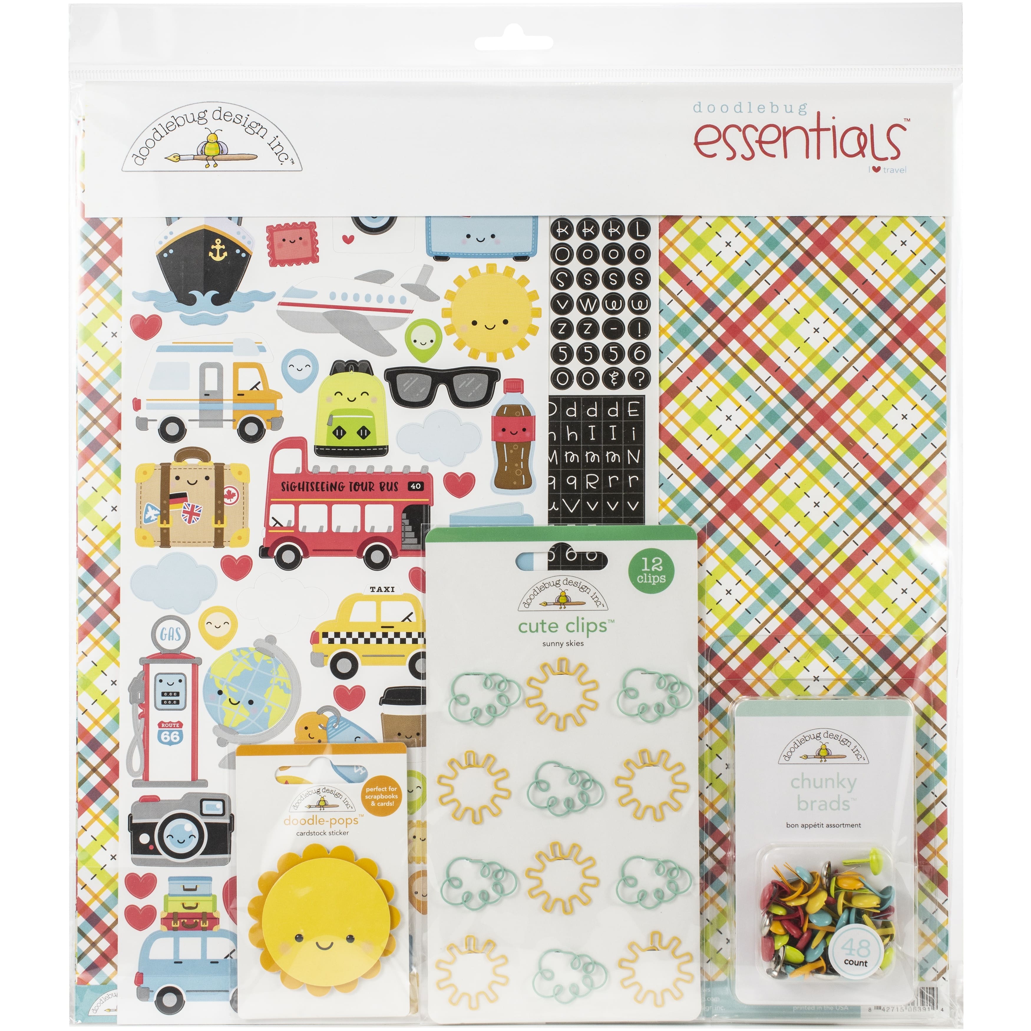 Doodlebug Essentials Page I Heart Travel Kit 12" x 12"