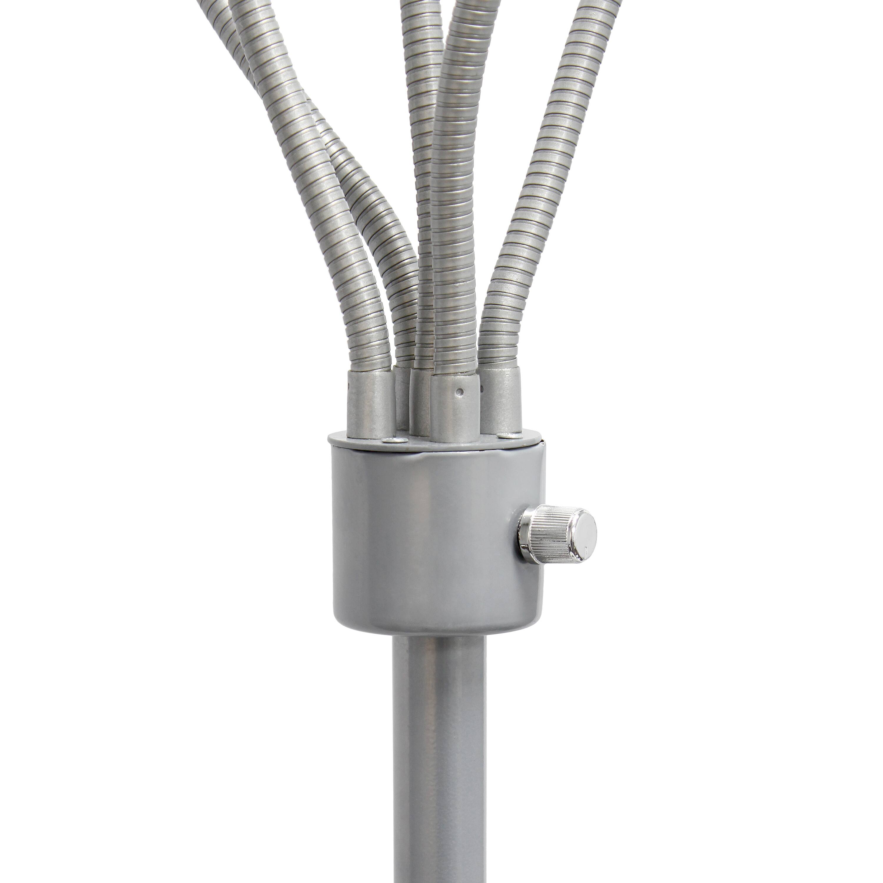 Simple Designs&#x2122; 5.6ft. 5-Light Gooseneck Silver Floor Lamp