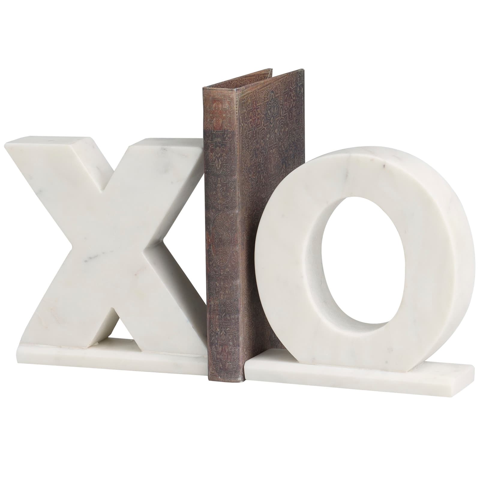 Marble X &#x26; O Bookends Set