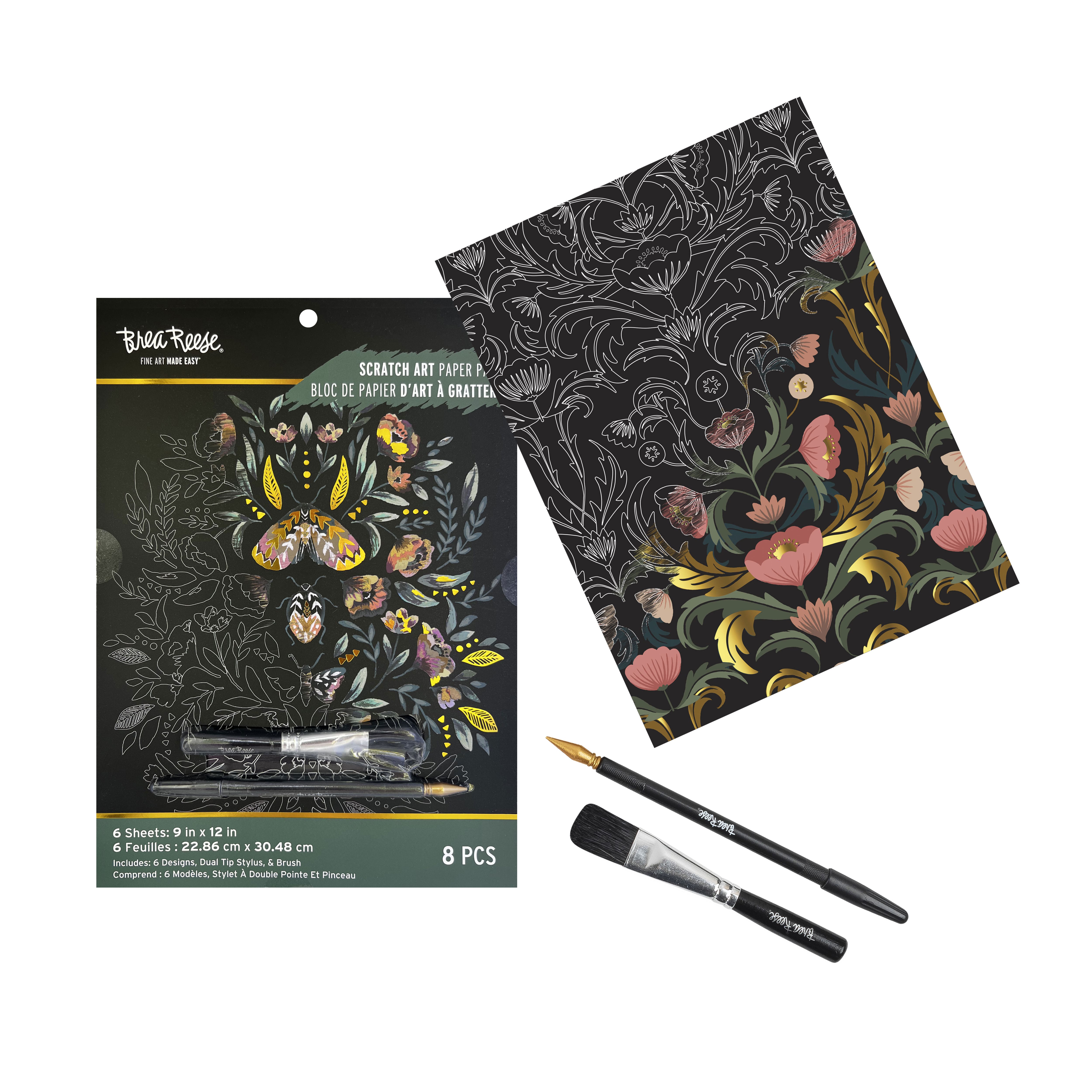 Brea Reese&#x2122; 9&#x22; x 12&#x22; Fall Florals Scratch Art Paper Pad