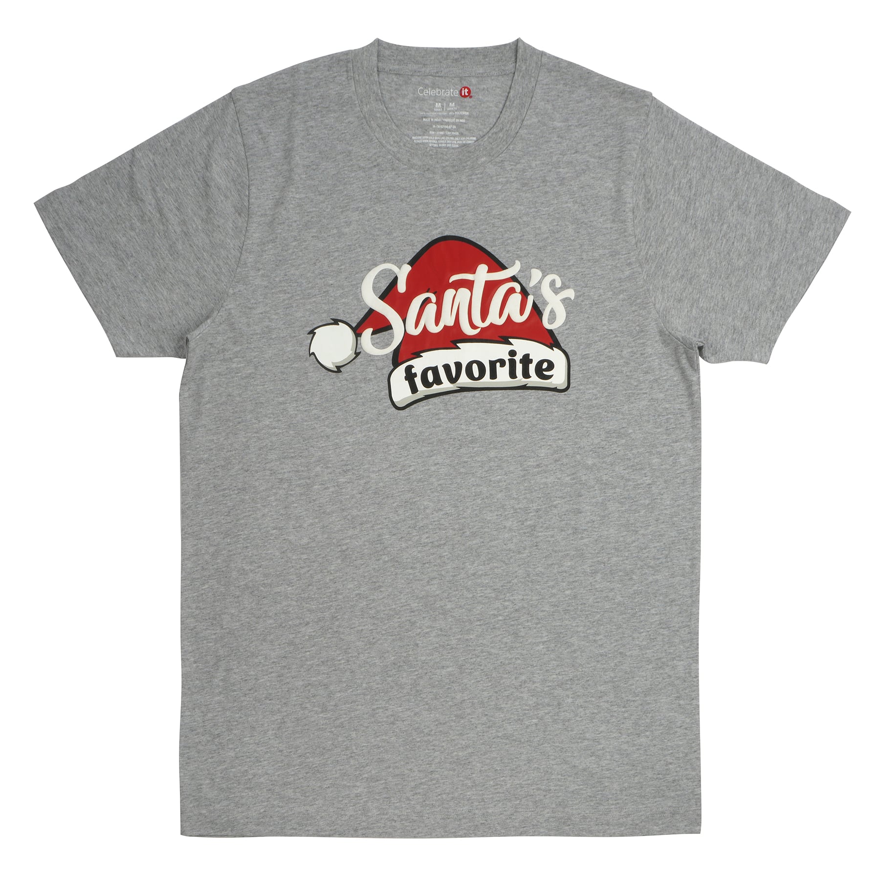 Gray Santa&#x27;s Favorite Adult Crew Neck T-Shirt by Celebrate It&#x2122;