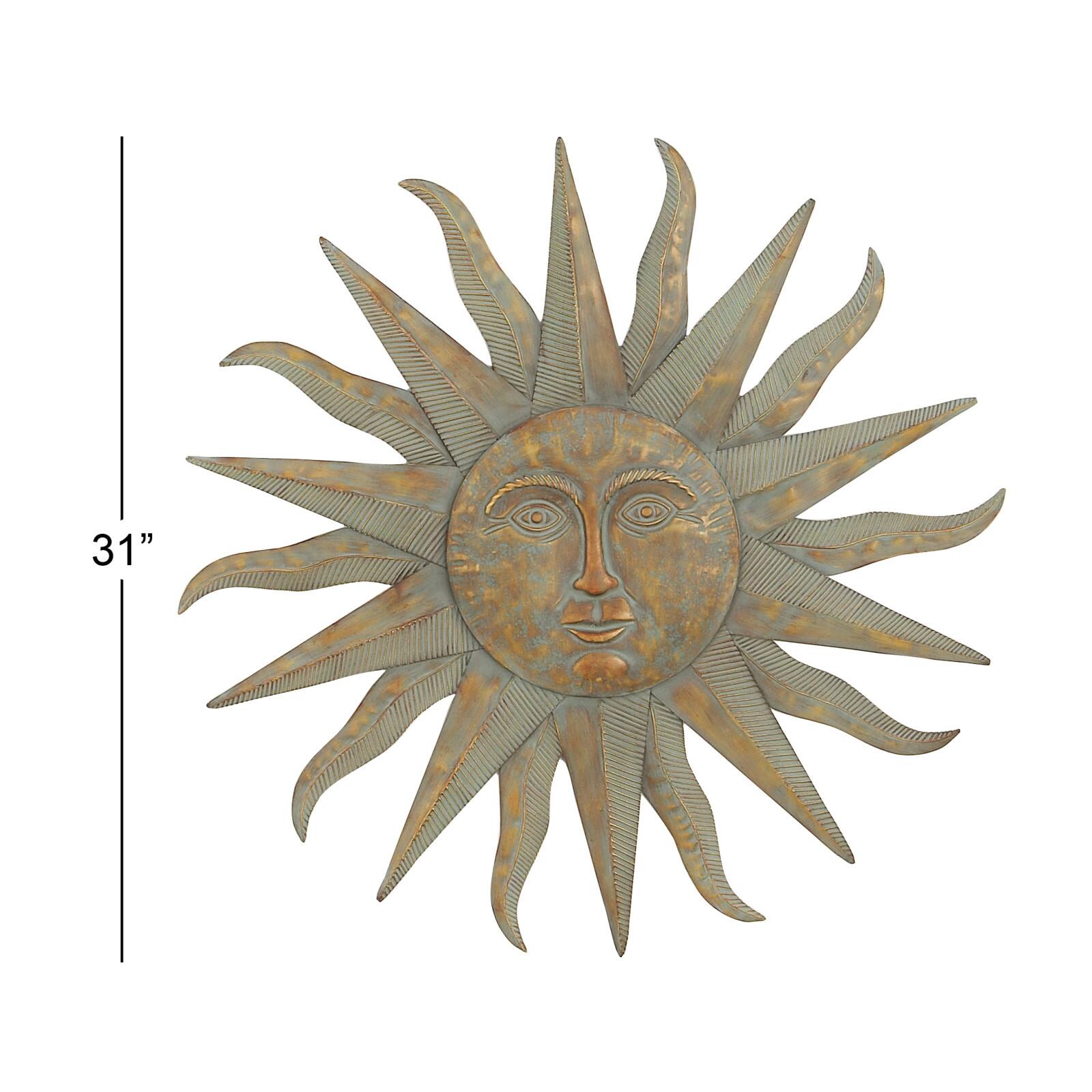 Gray & Gold Sun Metal Wall Accent