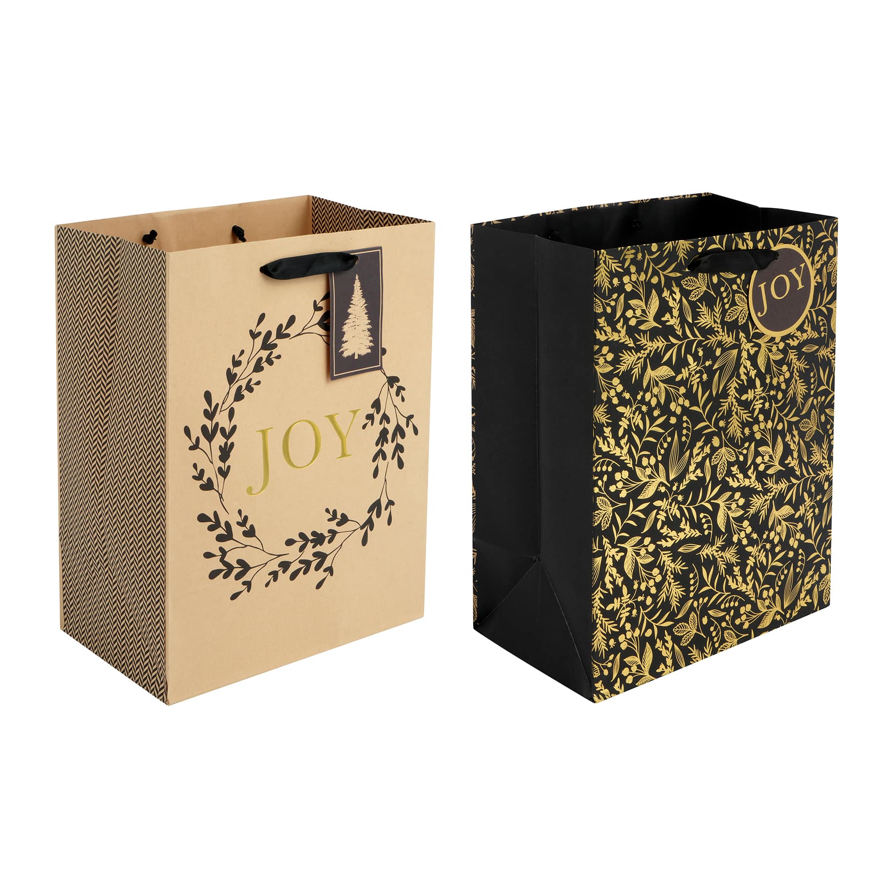 10&#x22; Joy Wreath &#x26; Gold Foliage Gift Bag Set by Celebrate It&#xAE;