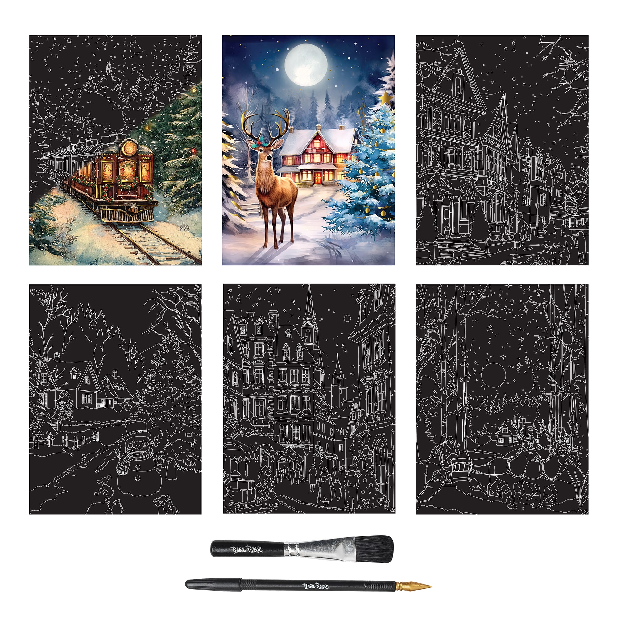 Brea Reese&#x2122; 9&#x22; x 12&#x22; Moonlight Christmas Scratch Art Paper Pad