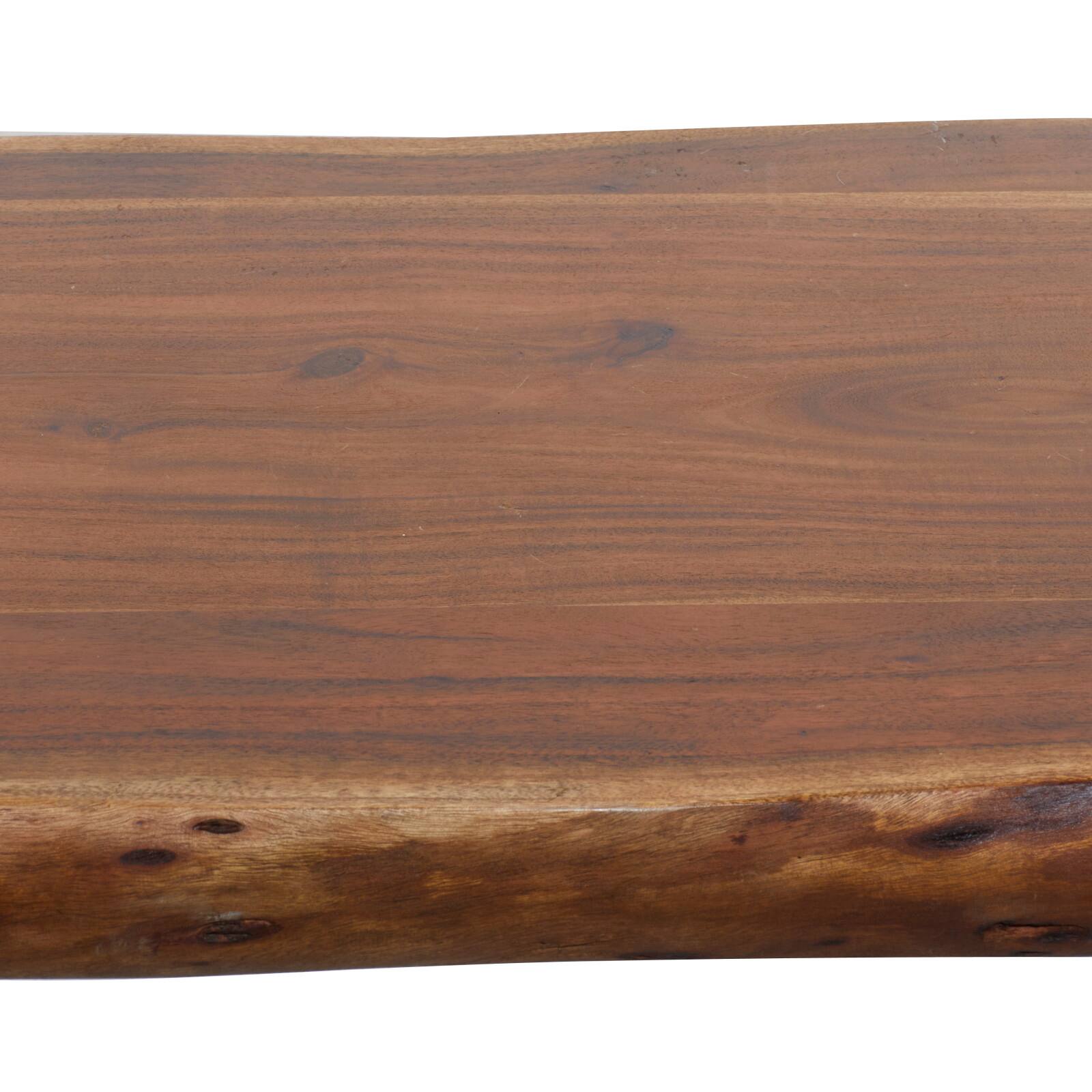 Natural Brown Albizia Wood Metal Bench Michaels