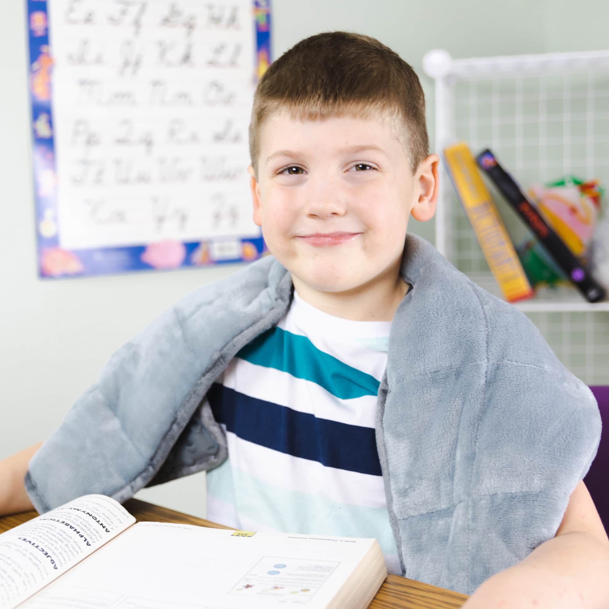 Bouncyband® 40" x 12" Sensory Weighted Dual Texture Shoulder Wrap for Kids